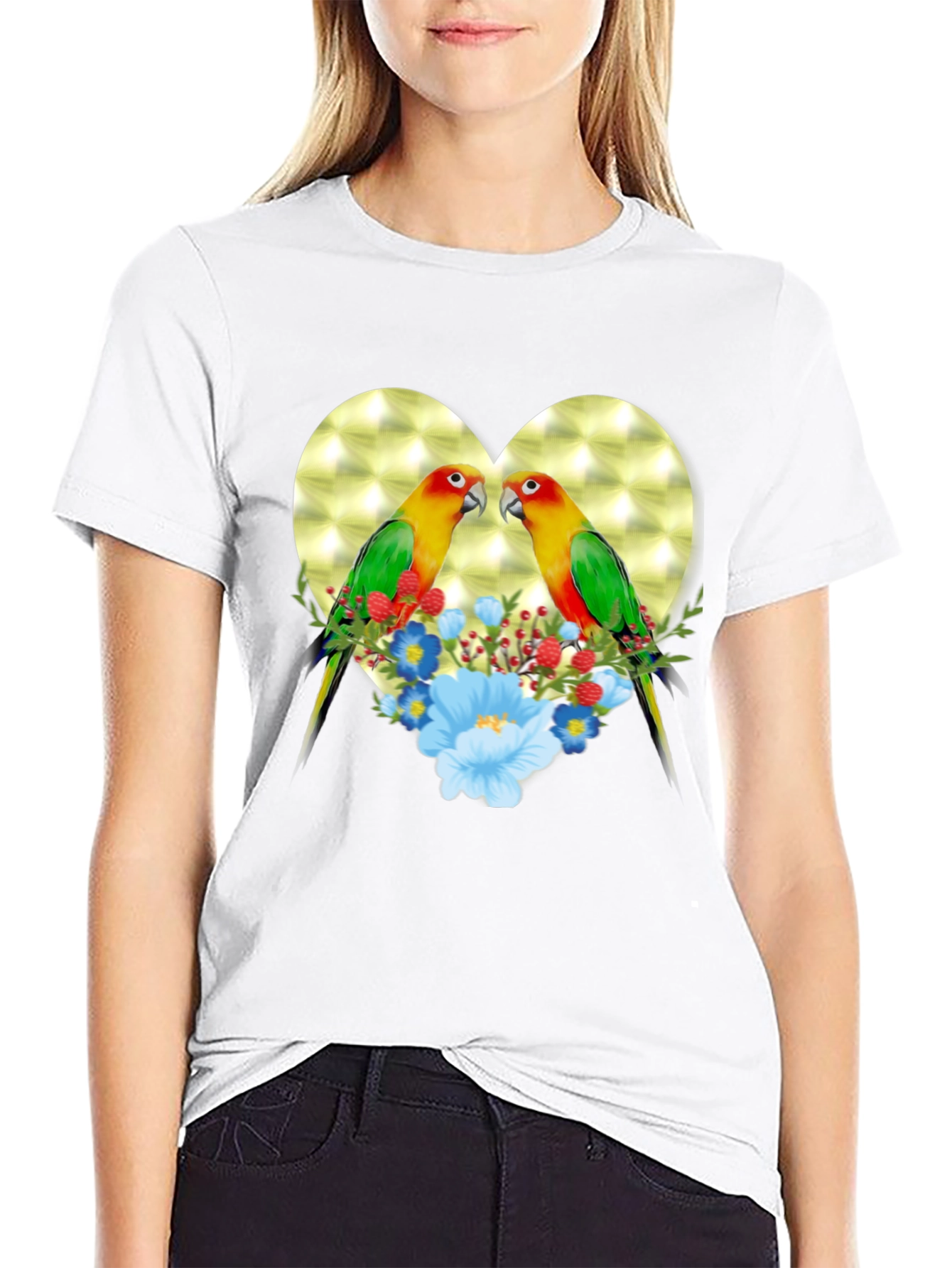 Lovebird Heart Floral Graphic Tee