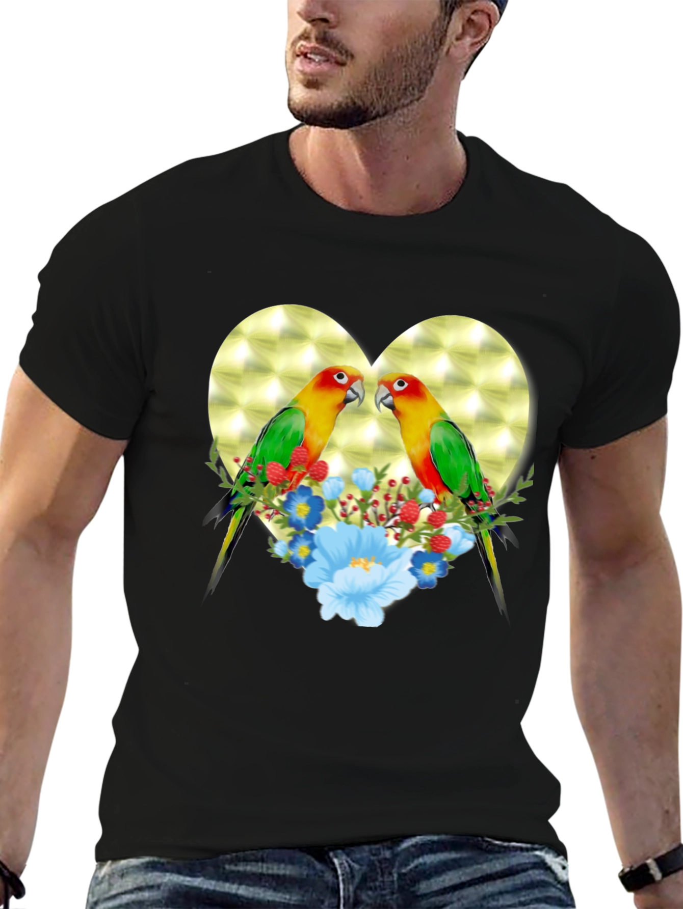 Lovebird Heart Floral Graphic Tee