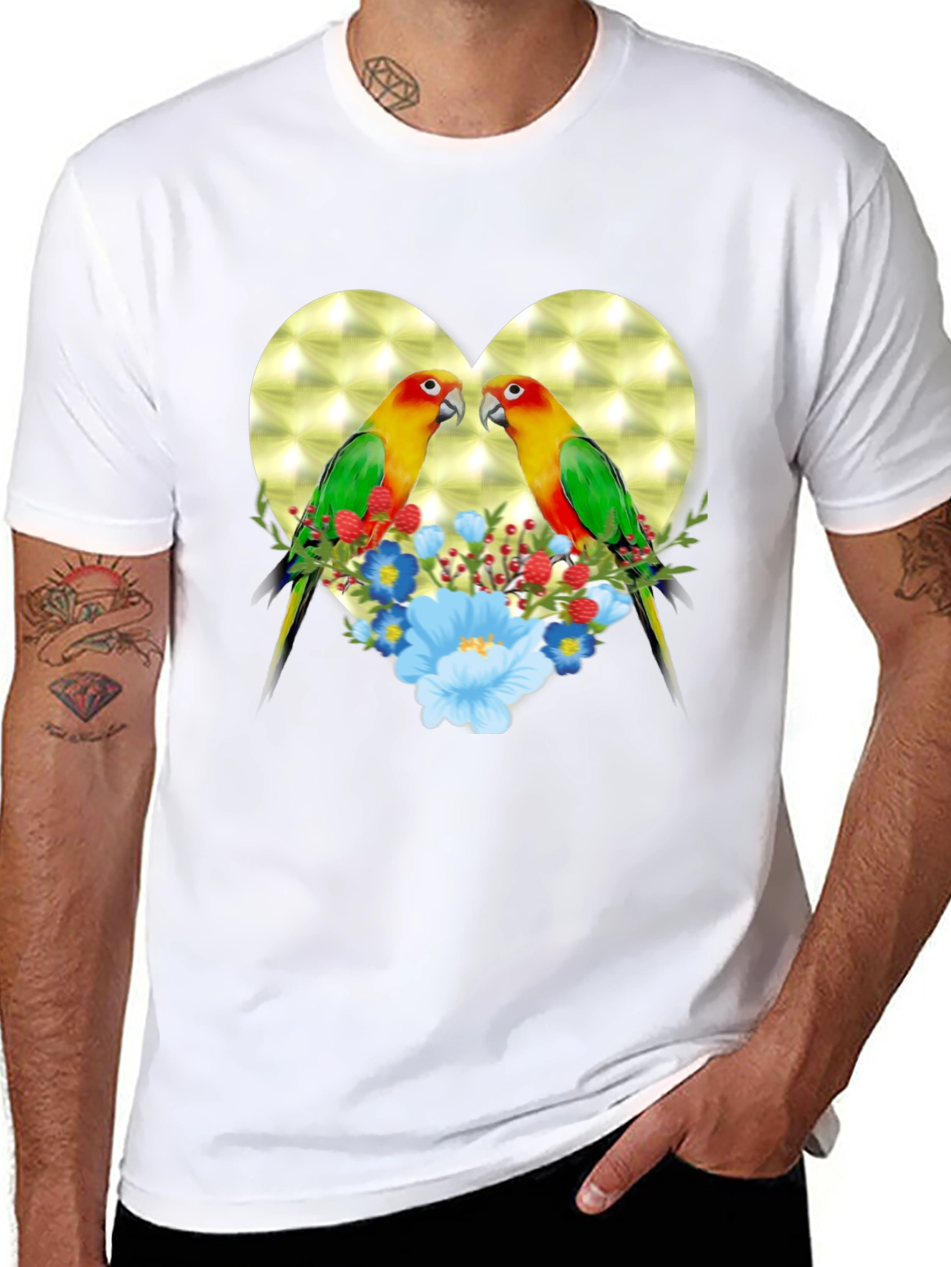 Lovebird Heart Floral Graphic Tee