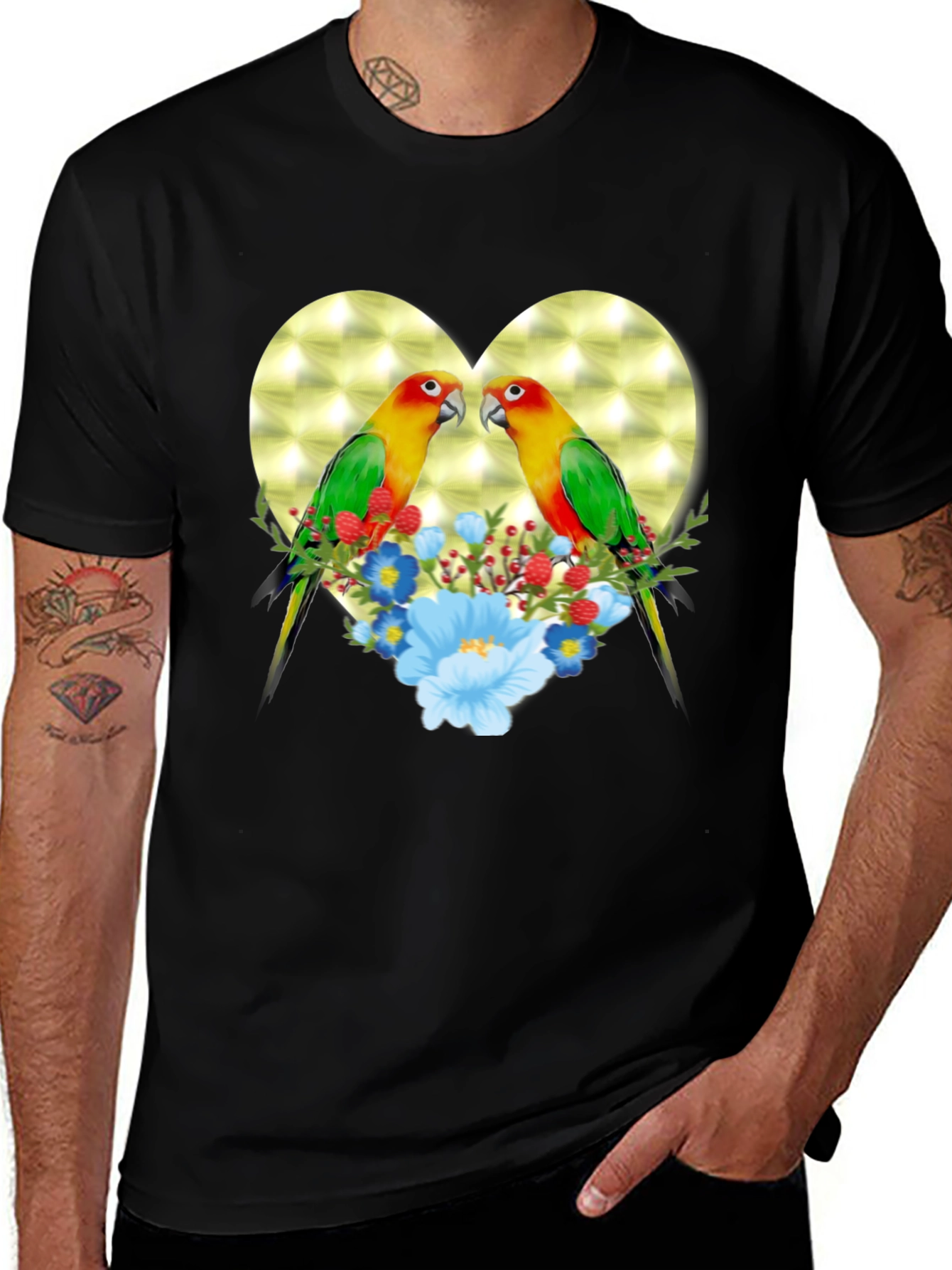 Lovebird Heart Floral Graphic Tee