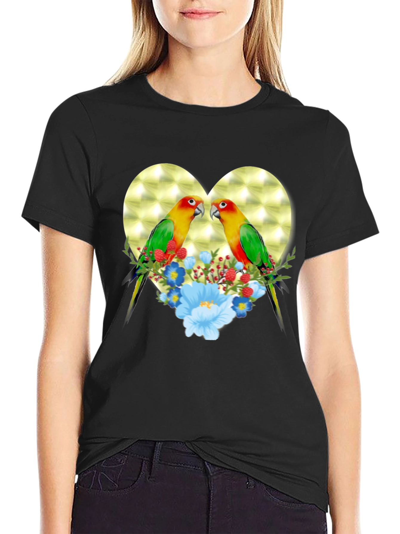 Lovebird Heart Floral Graphic Tee