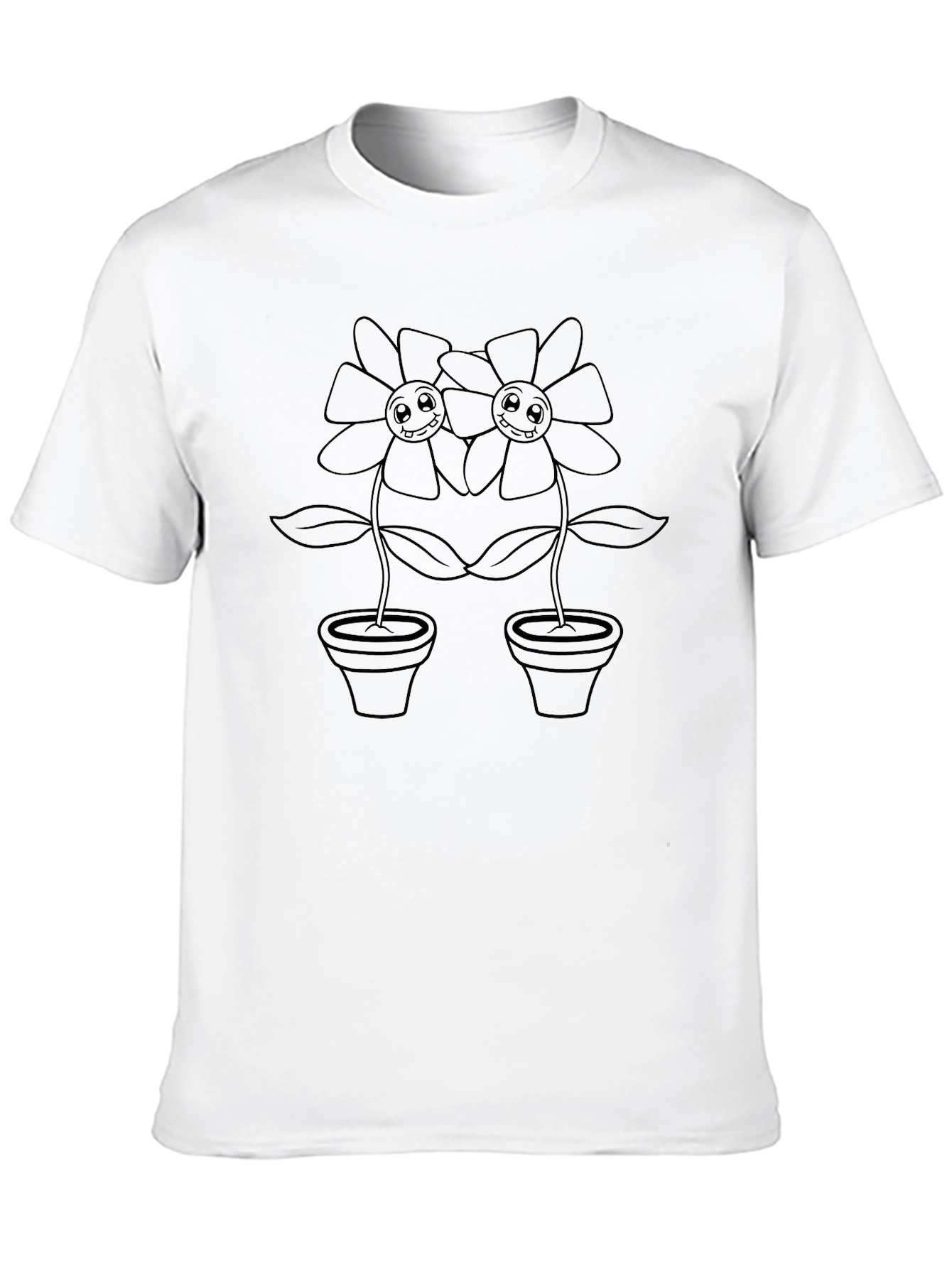 Black Cartoon Flower Graphic Tee