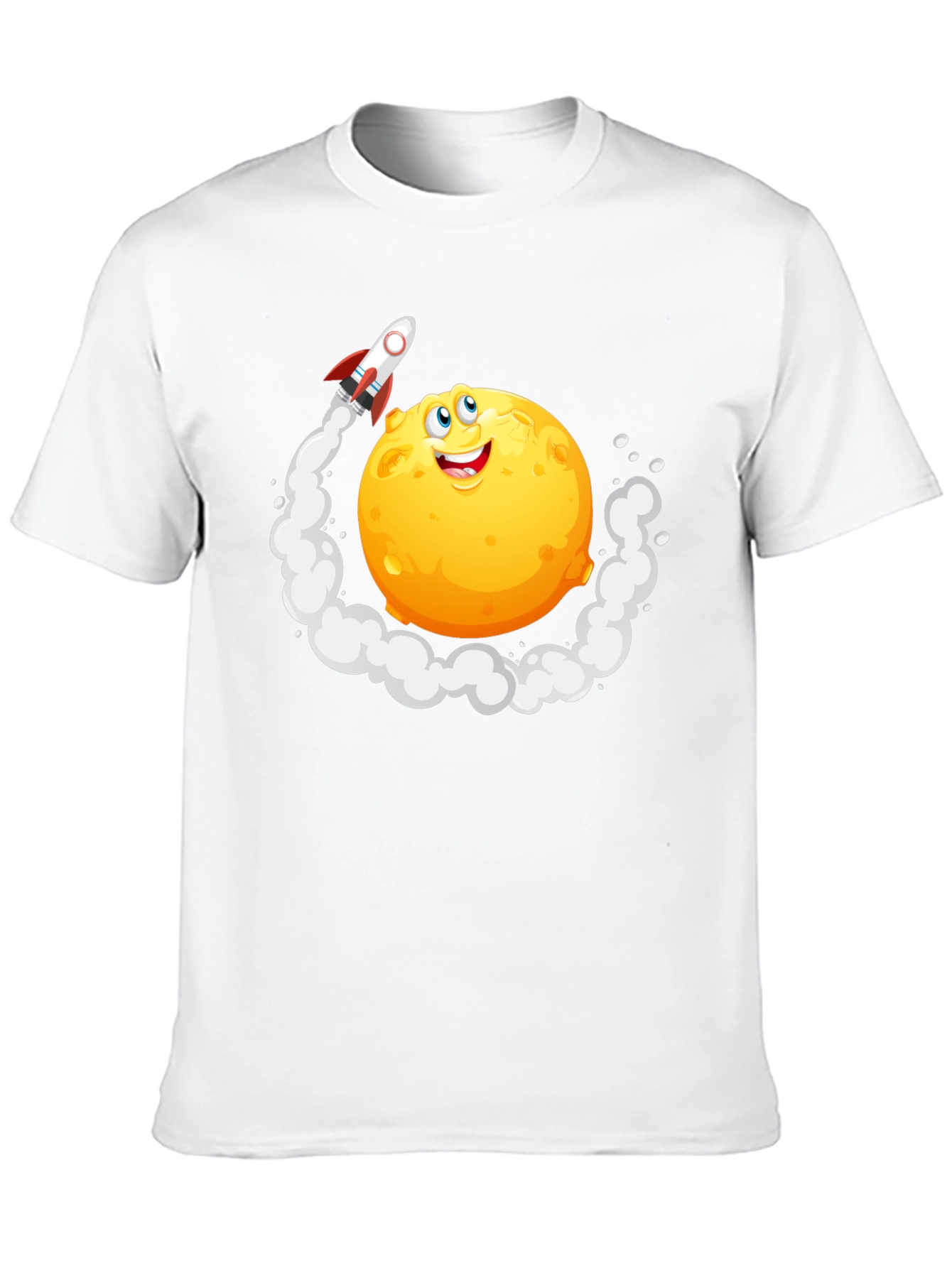 Cartoon Moon Rocket T-Shirt