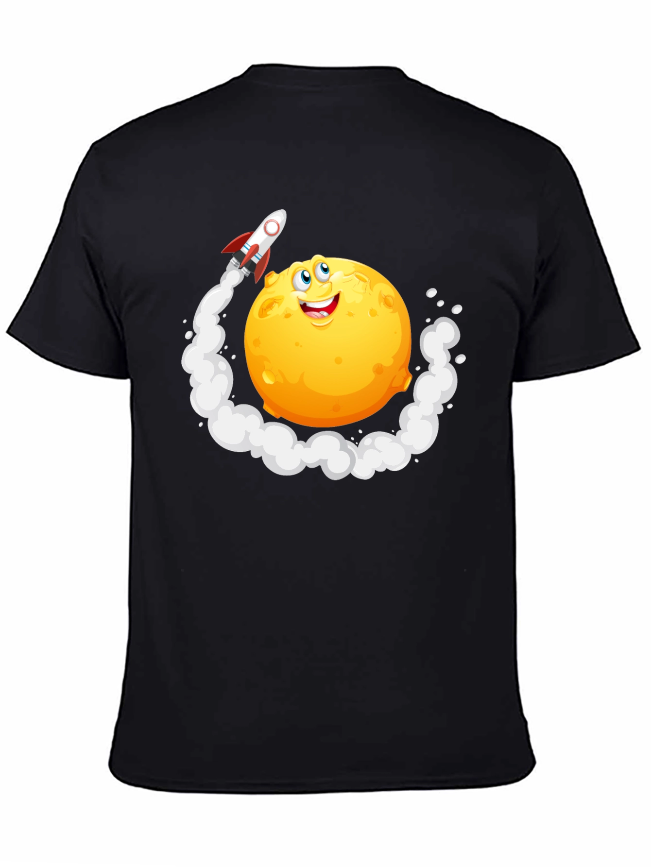 Cartoon Moon Rocket T-Shirt