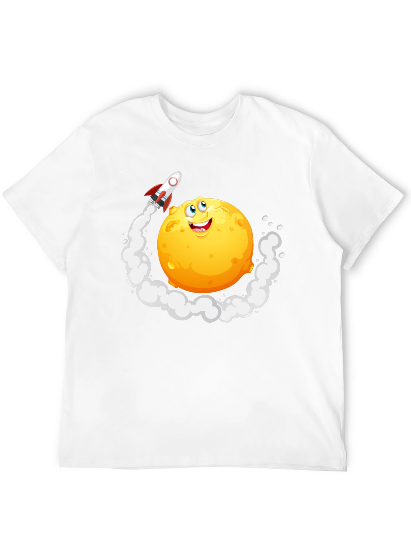 Cartoon Moon Rocket T-Shirt