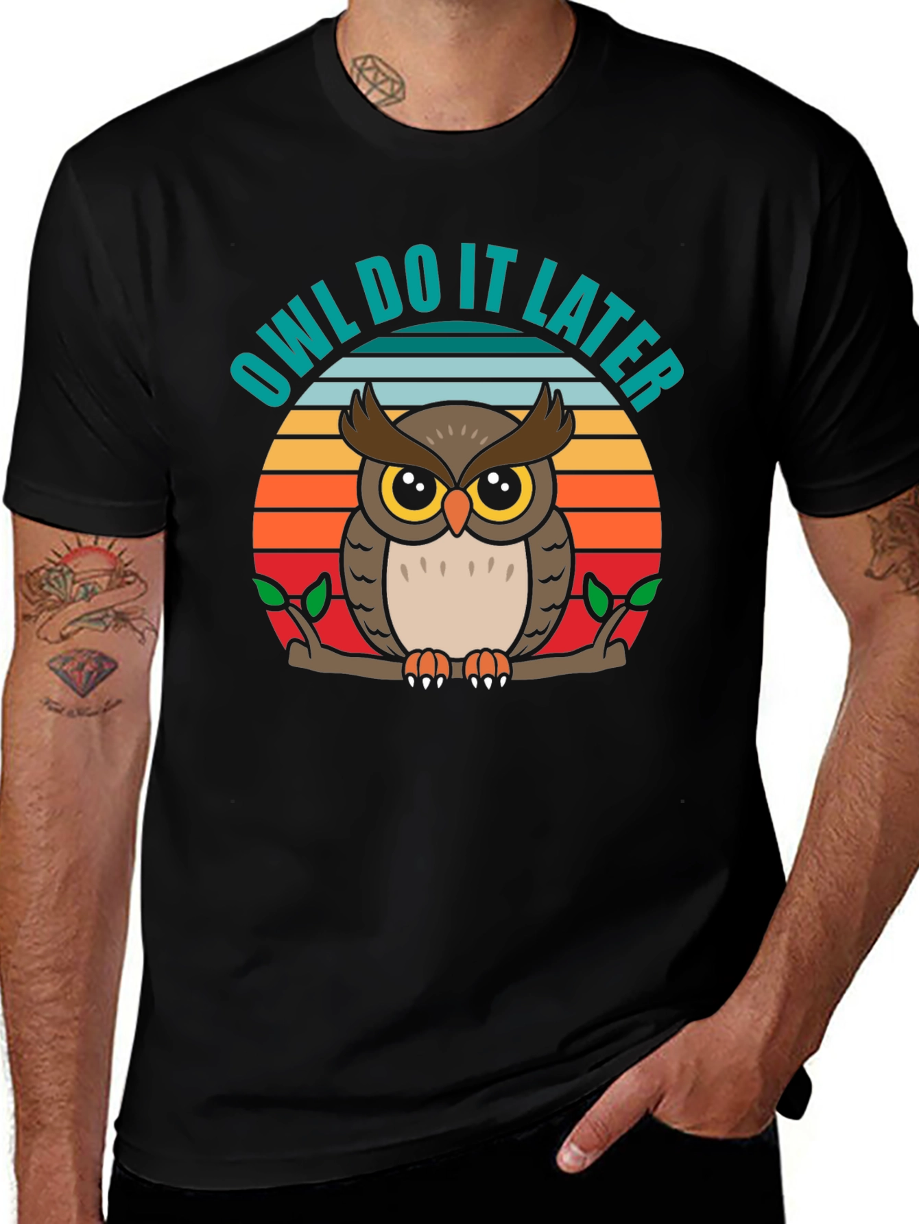 Owl Do It Later Funny Graphic T-Shirt