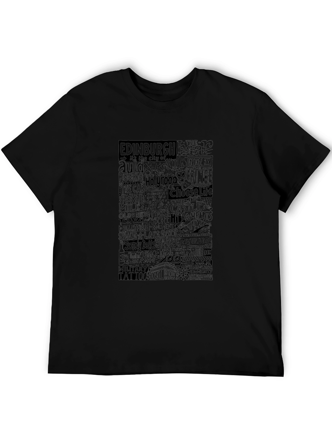 Edinburgh Typography Print Black T-Shirt