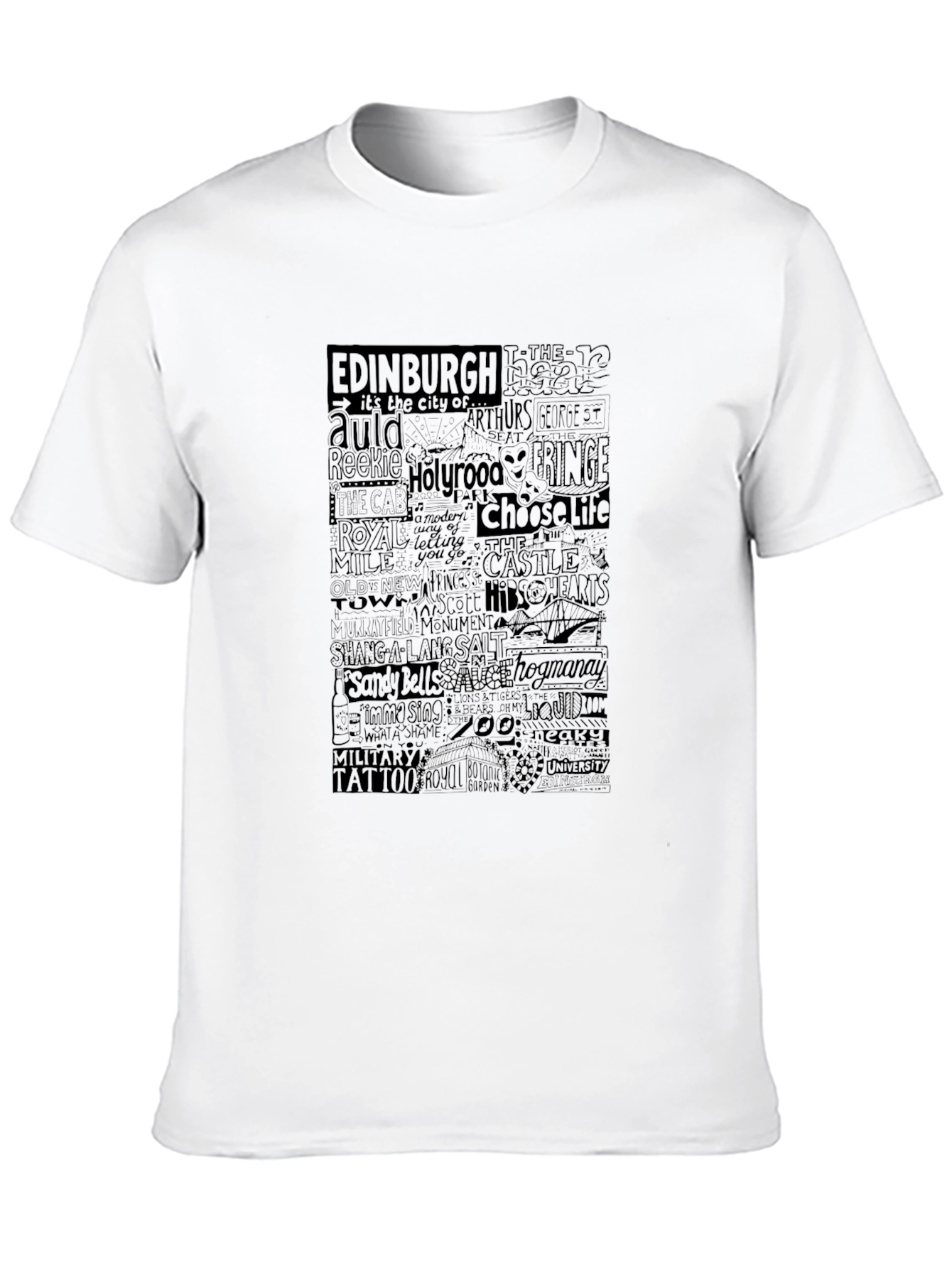Edinburgh Typography Print Black T-Shirt