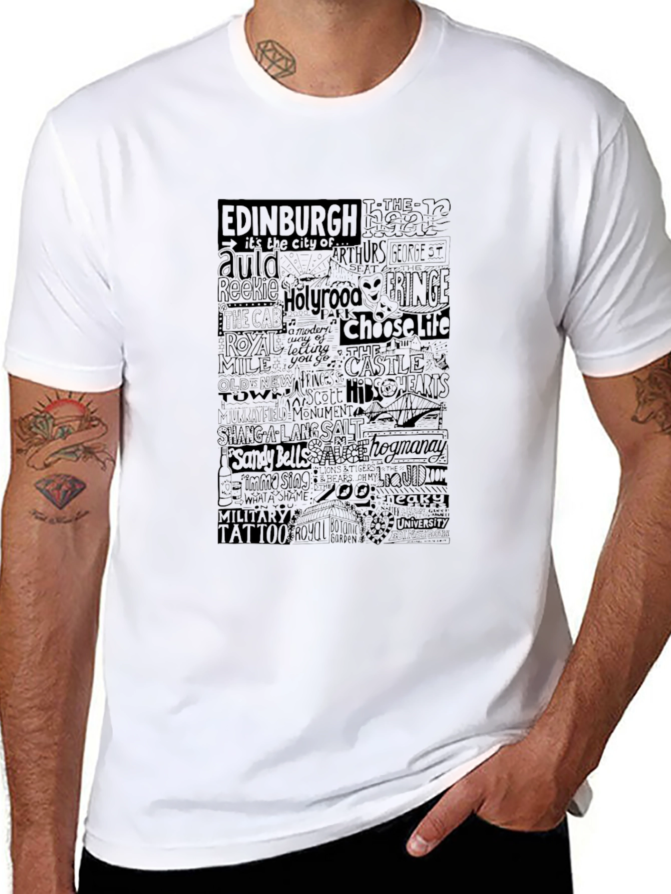 Edinburgh Typography Print Black T-Shirt