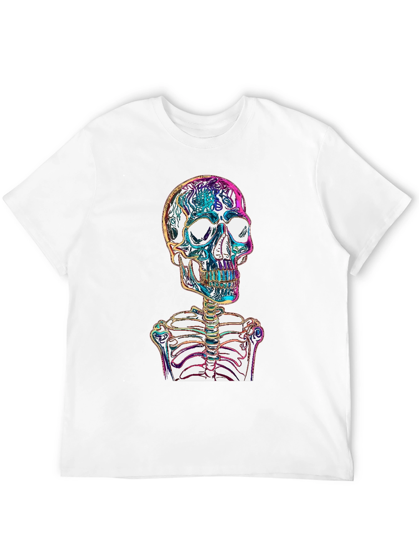 Vibrant Skull & Ribcage Graphic Print T-Shirt