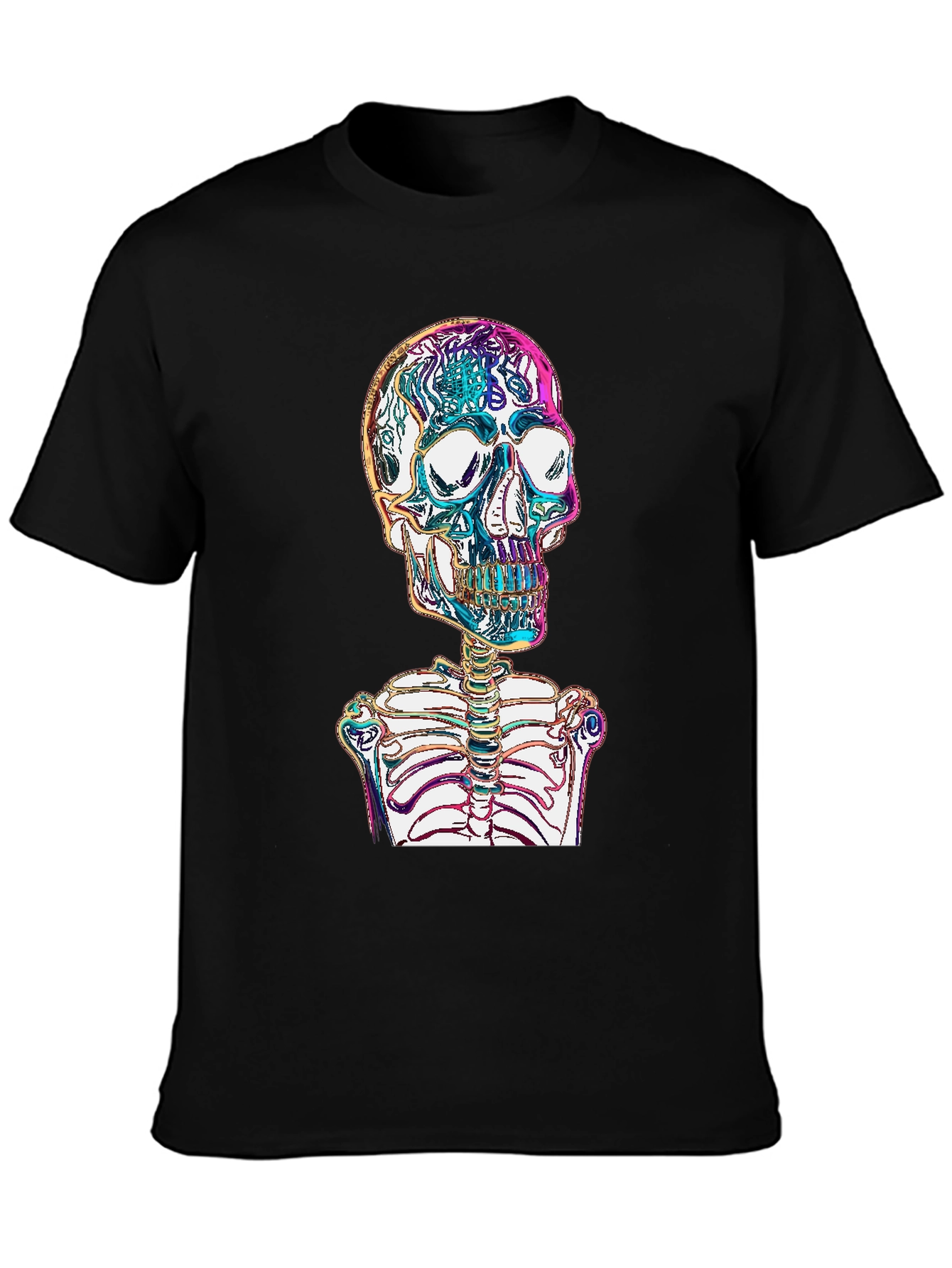 Vibrant Skull & Ribcage Graphic Print T-Shirt