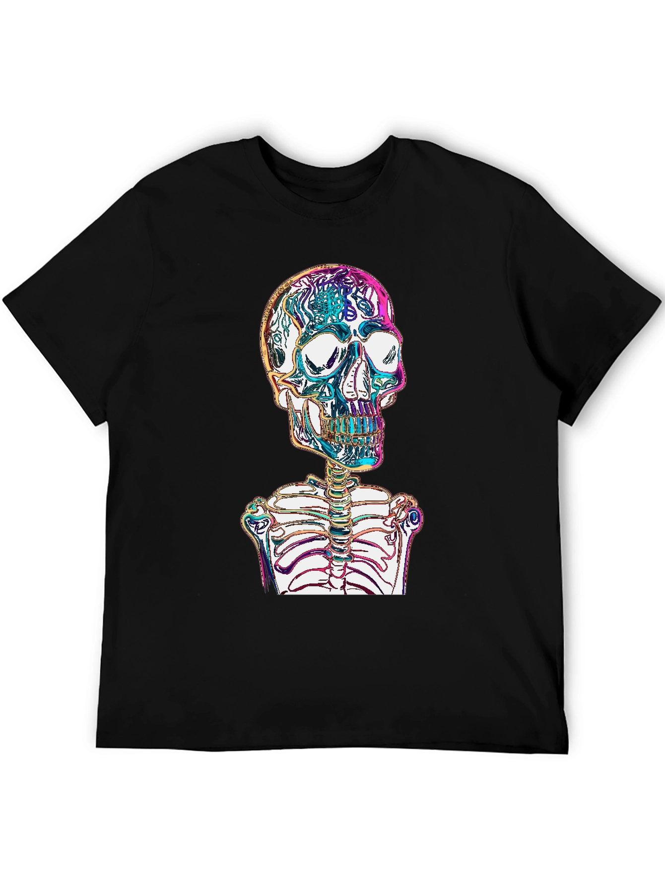 Vibrant Skull & Ribcage Graphic Print T-Shirt