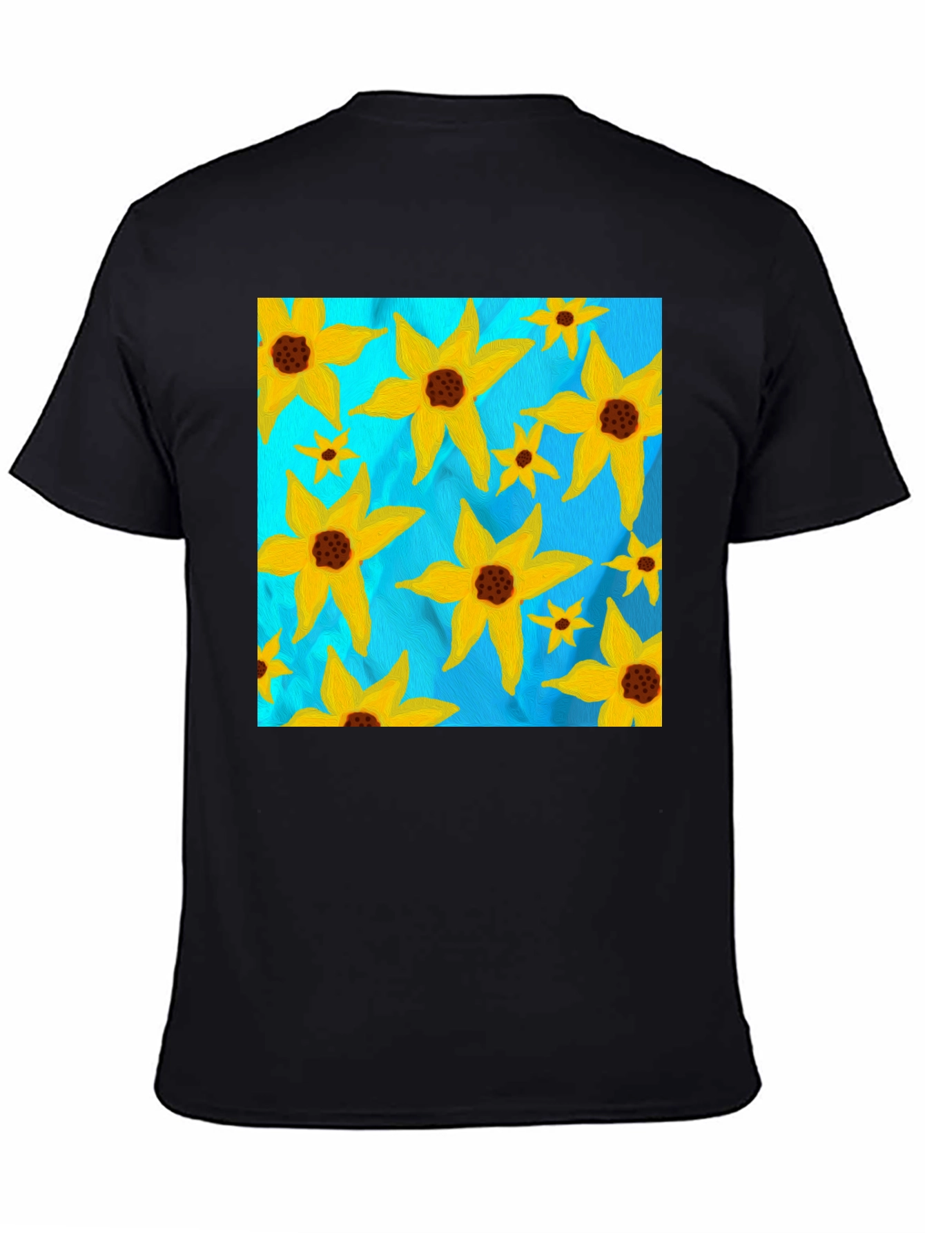 Floral Sun Graphic Tee - Black Casual T-Shirt