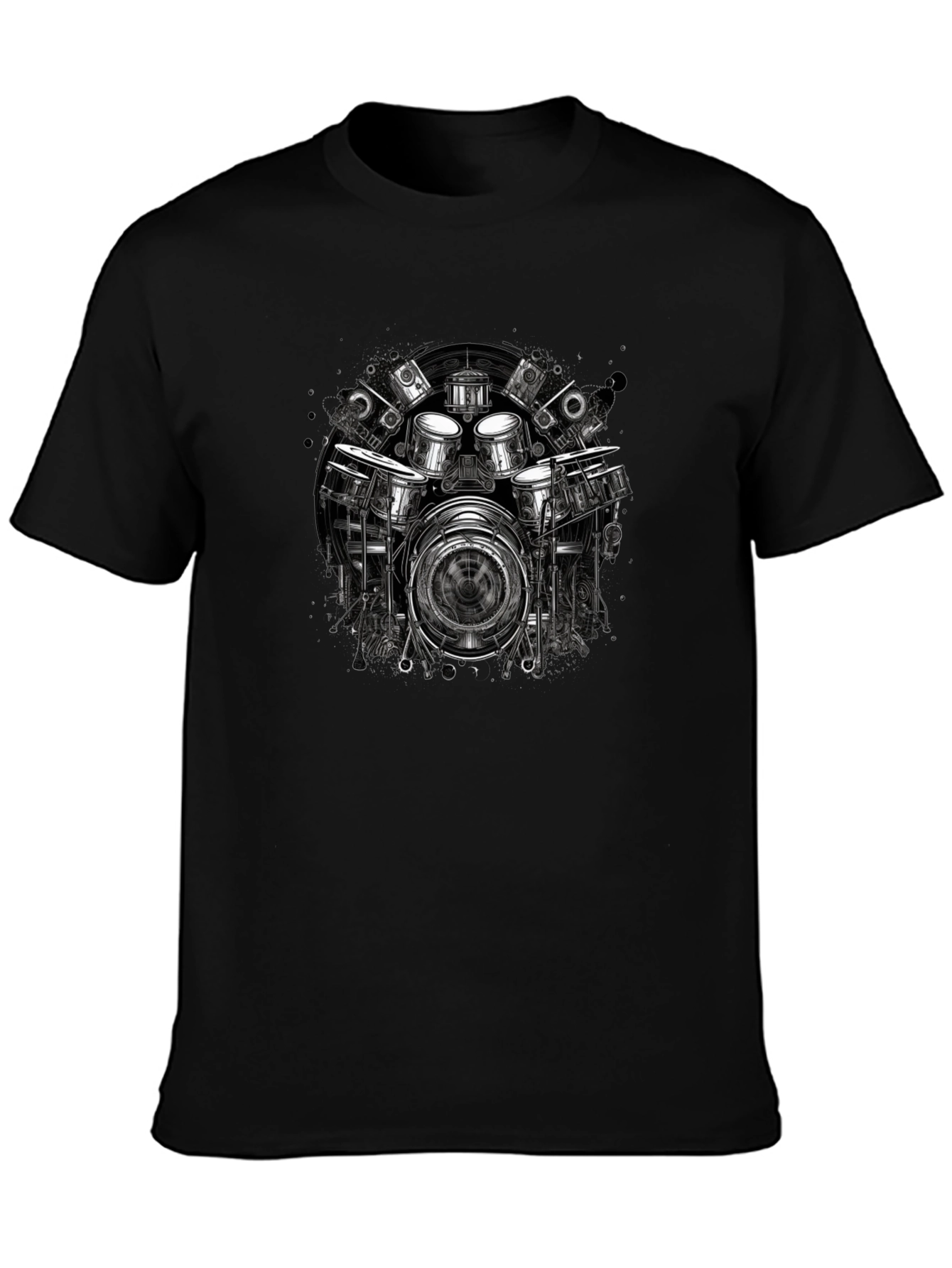 Drum Kit Camera Black T-Shirt