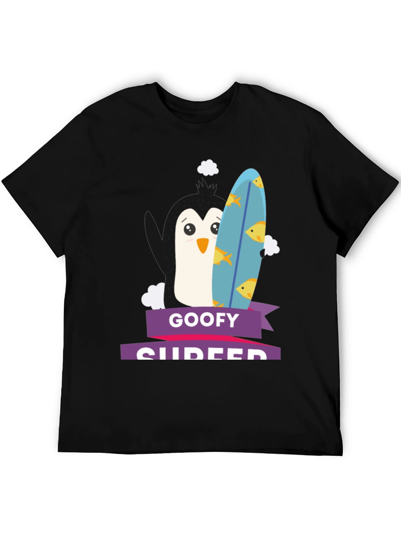 Goofy Surfer Penguin Graphic Tee