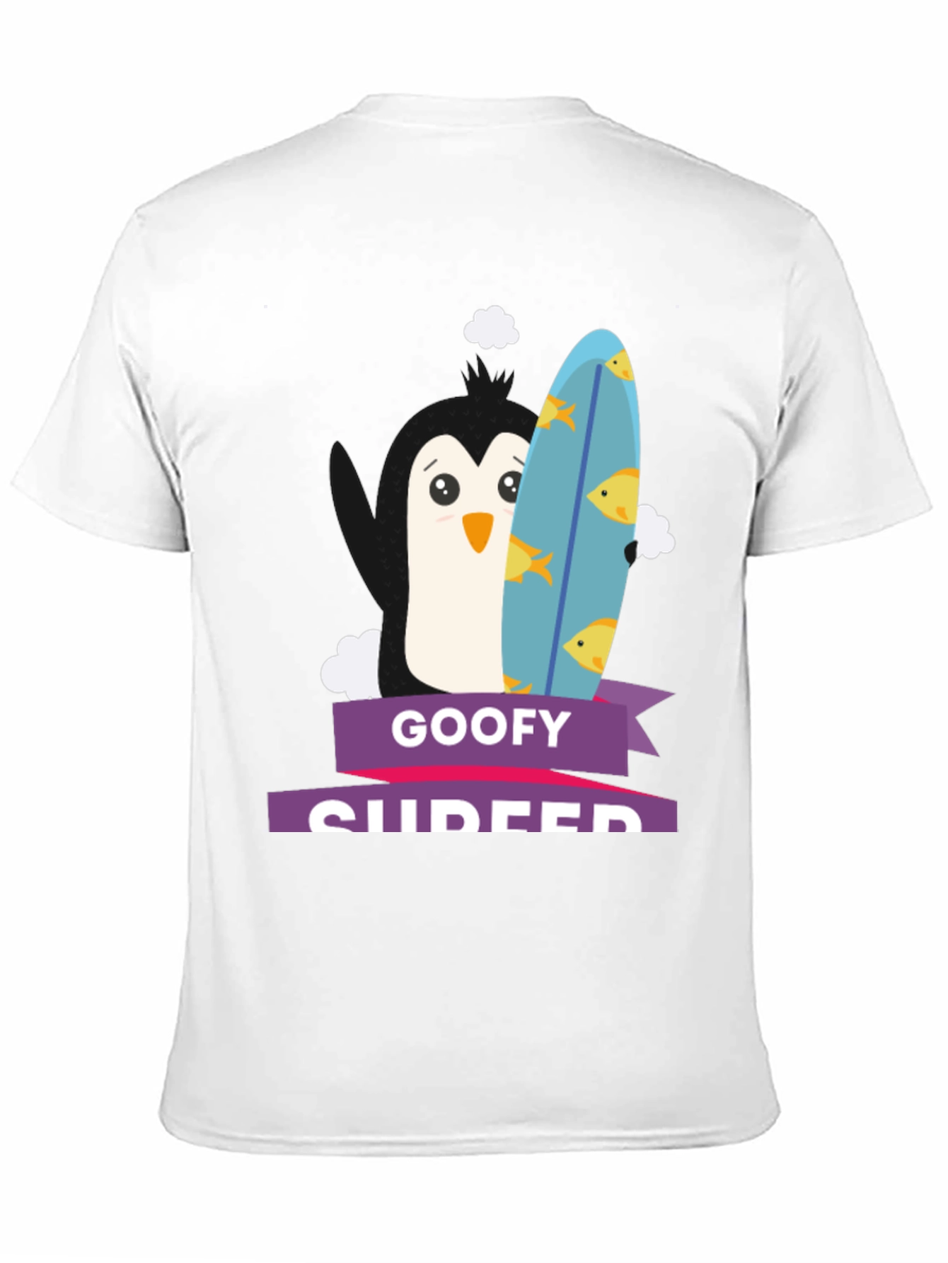 Goofy Surfer Penguin Graphic Tee