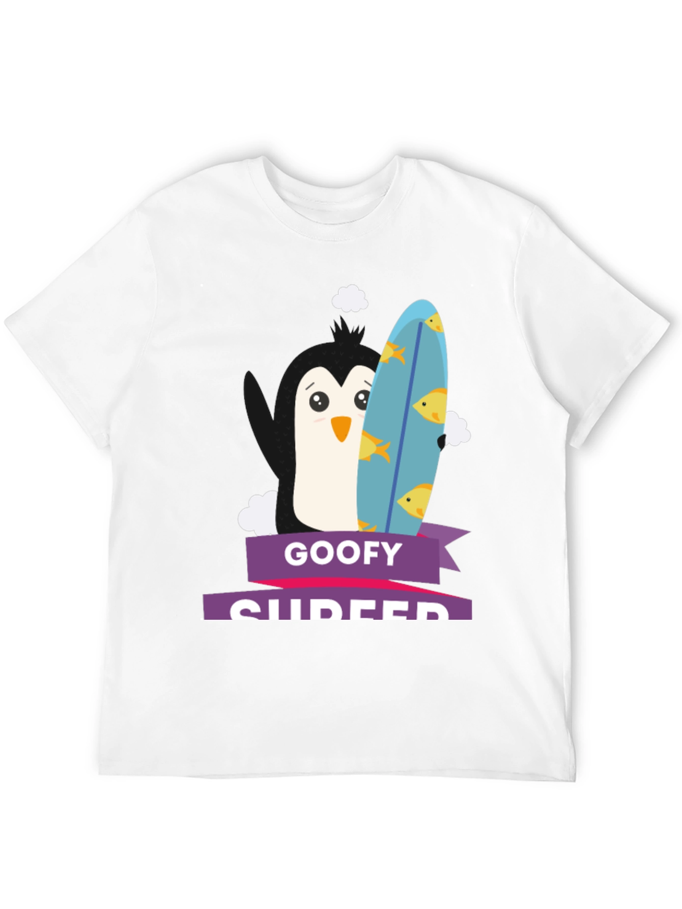 Goofy Surfer Penguin Graphic Tee