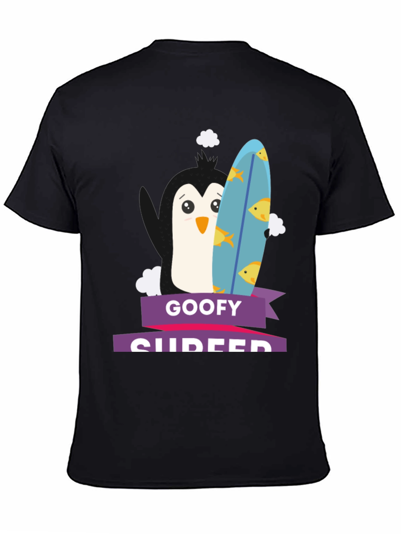 Goofy Surfer Penguin Graphic Tee