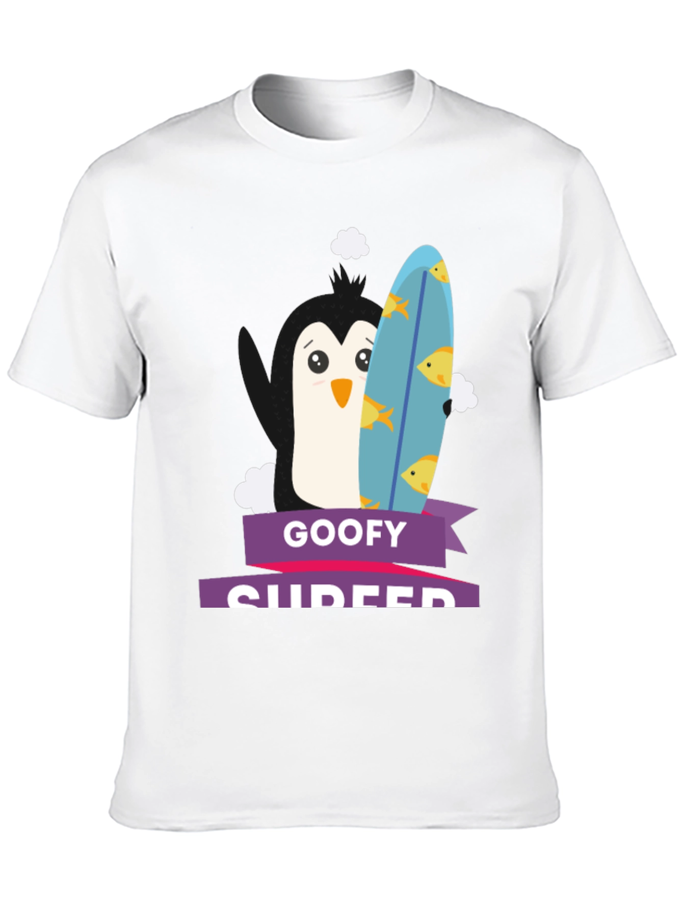 Goofy Surfer Penguin Graphic Tee