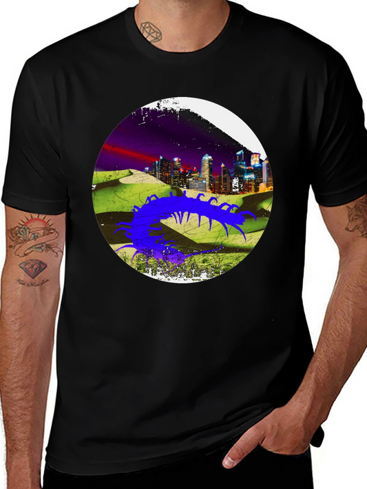 Abstract Cityscape Centipede Graphic Tee