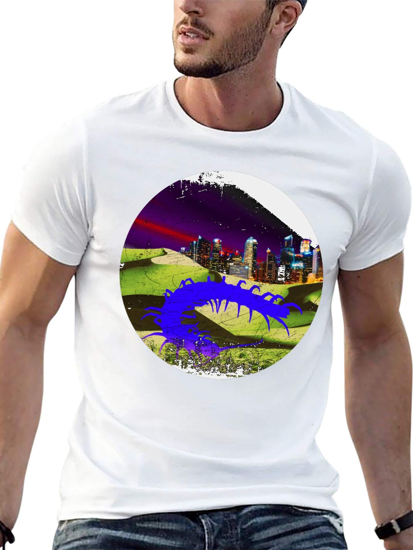 Abstract Cityscape Centipede Graphic Tee