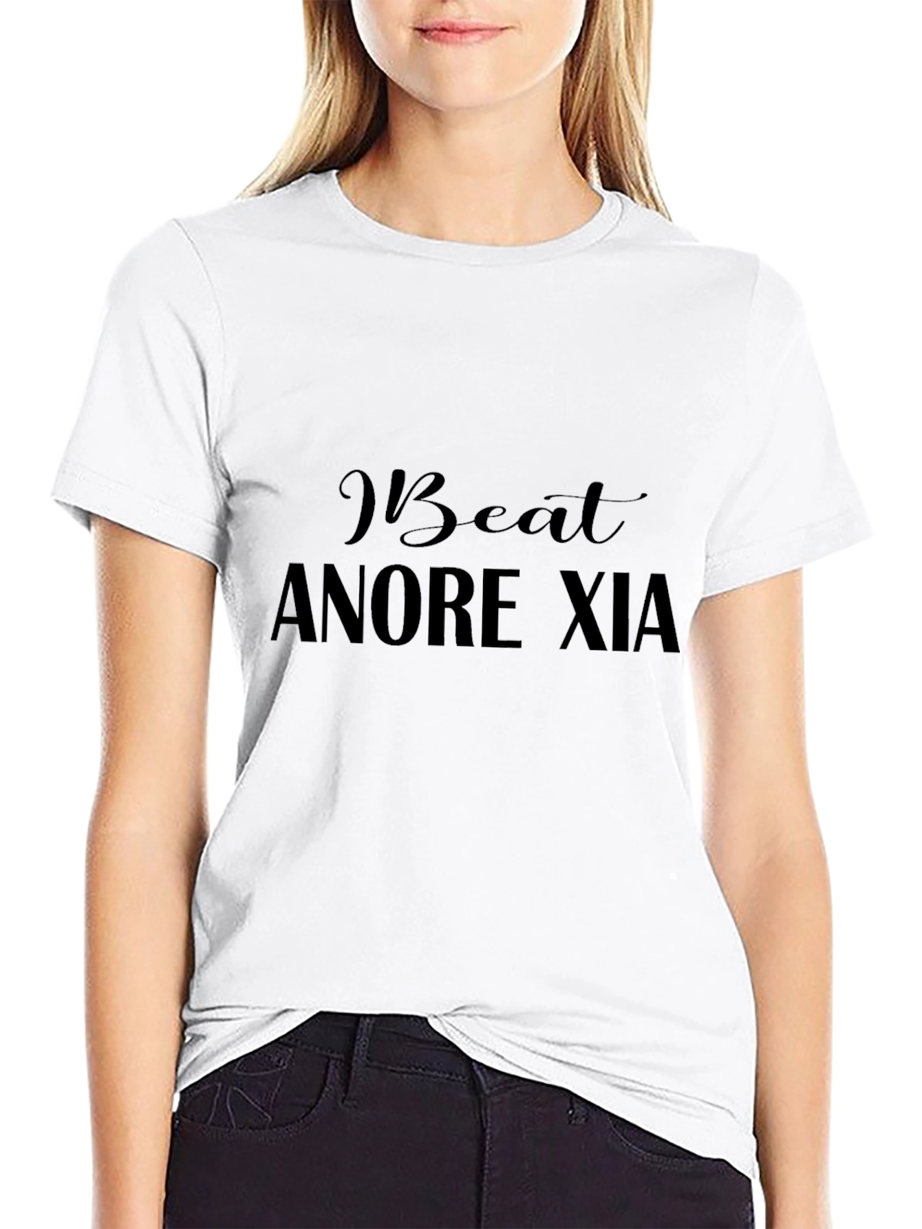 I Beat Anorexia Black Graphic Tee