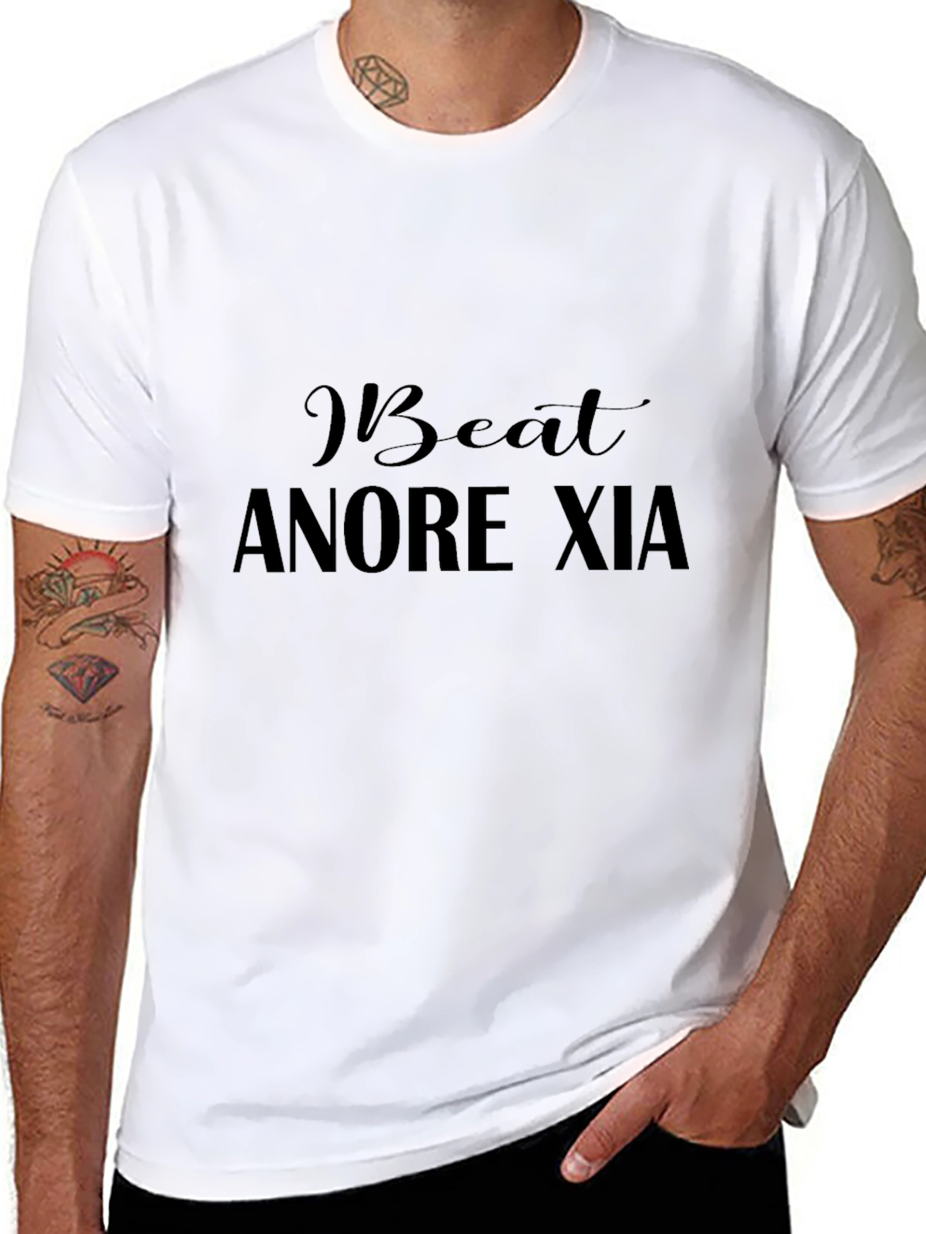 I Beat Anorexia Black Graphic Tee