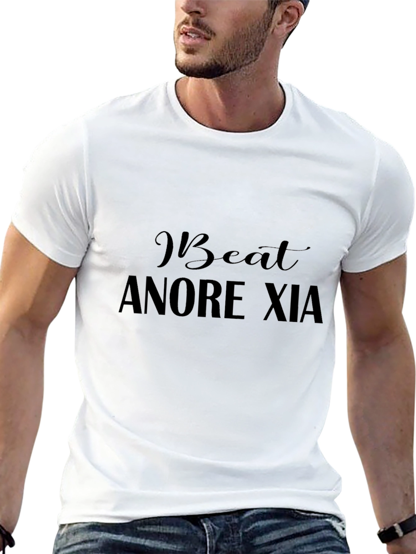 I Beat Anorexia Black Graphic Tee