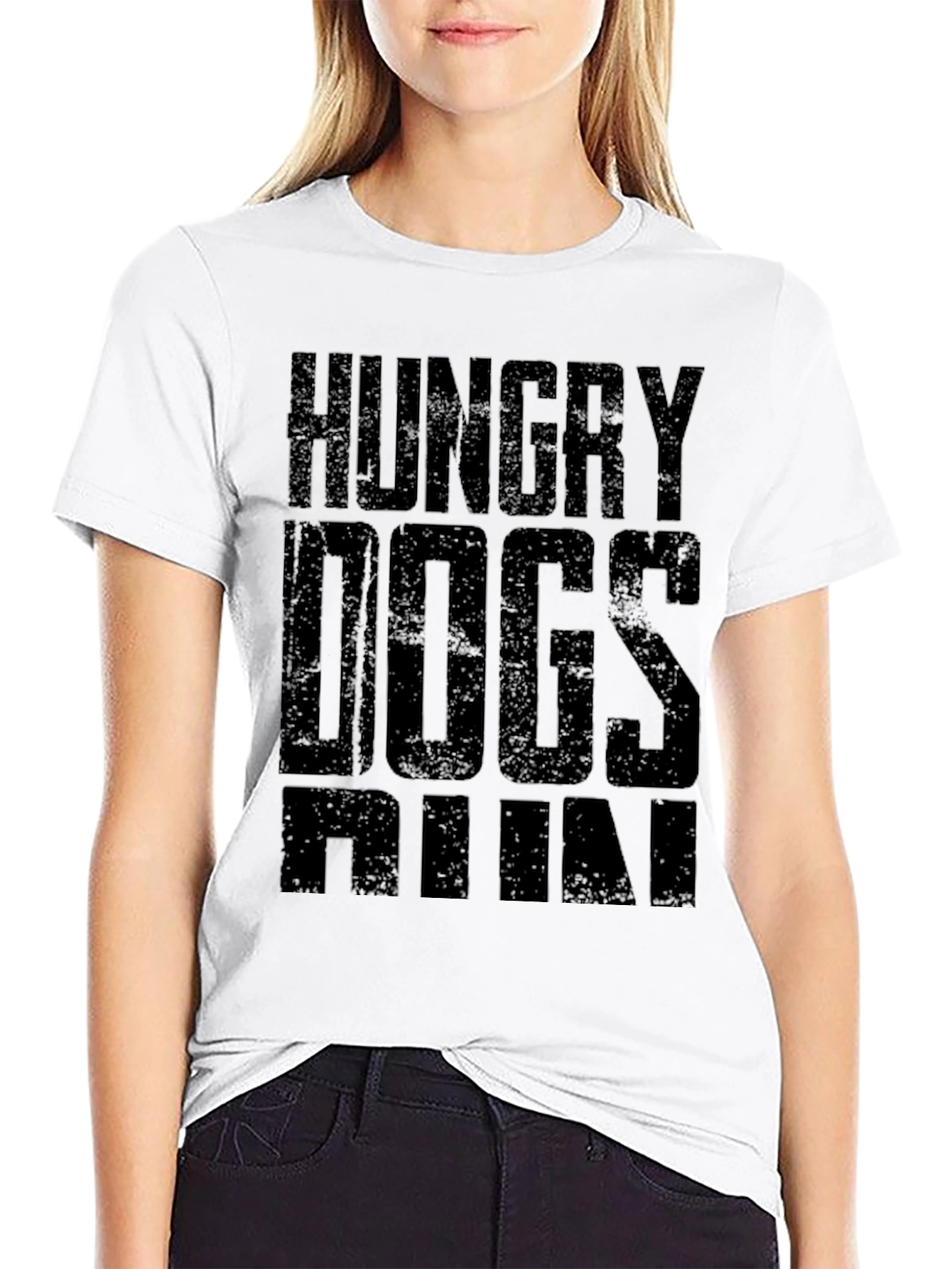 Hungry Dogs Run Black Graphic T-Shirt