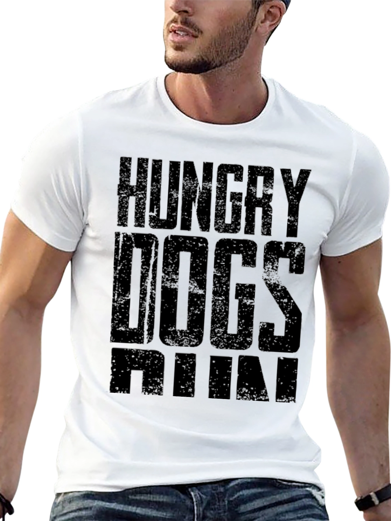 Hungry Dogs Run Black Graphic T-Shirt