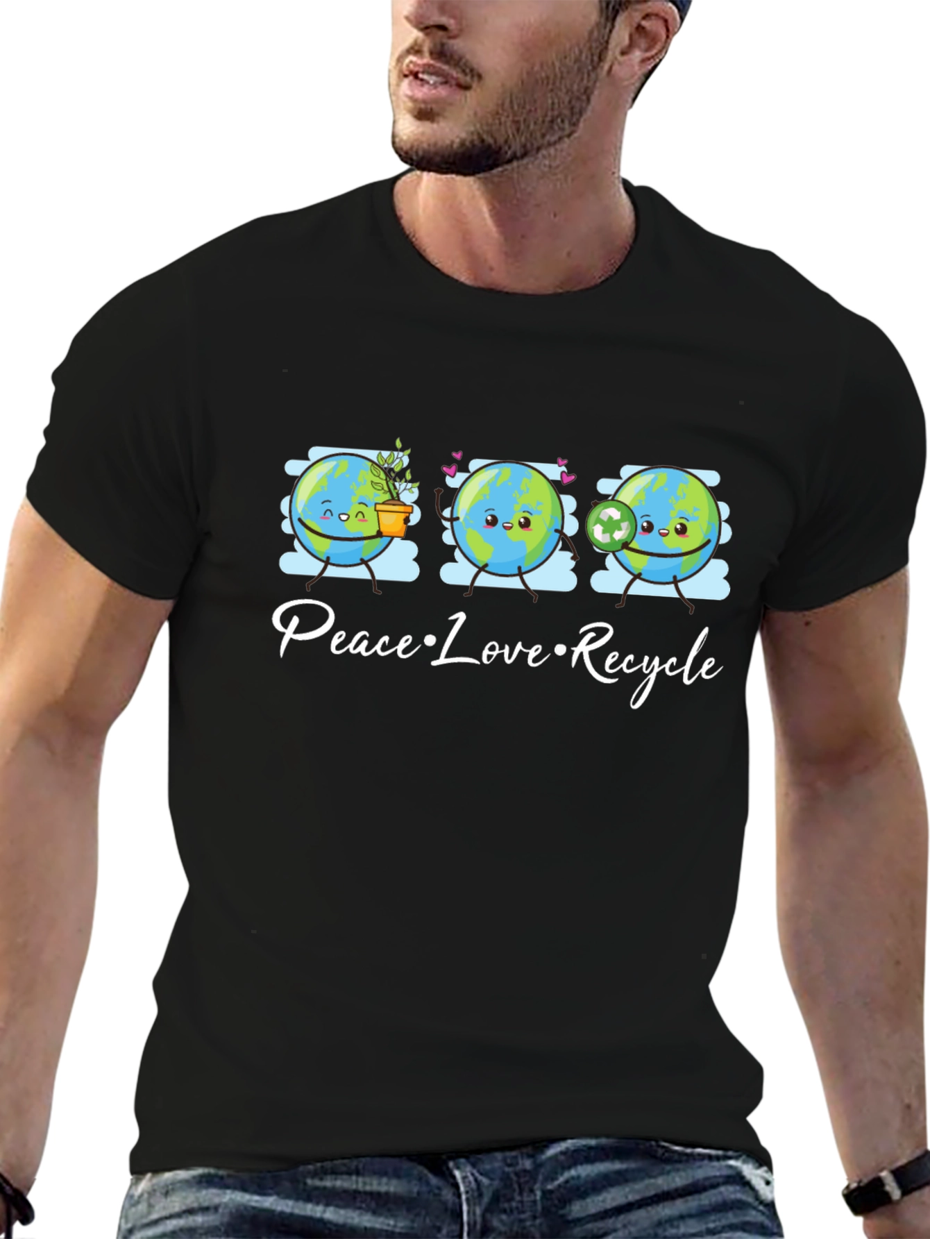 Peace Love Recycle T-Shirt Earth Day Graphic Tee