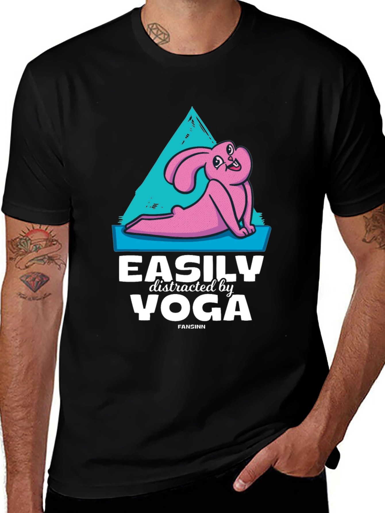 Easily Distracted by Yoga T-Shirt Funny Bunny