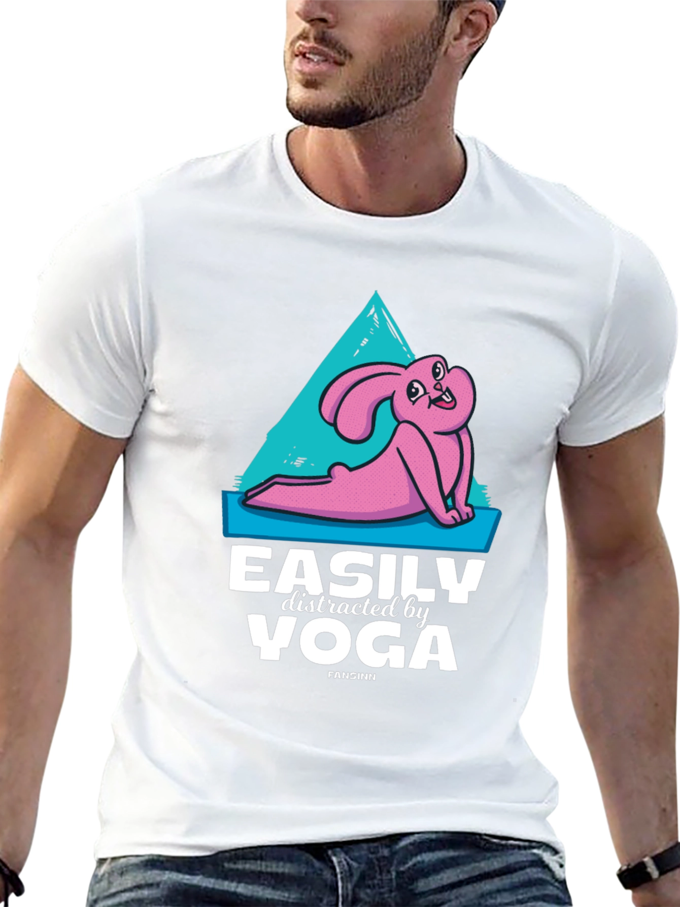 Easily Distracted by Yoga T-Shirt Funny Bunny