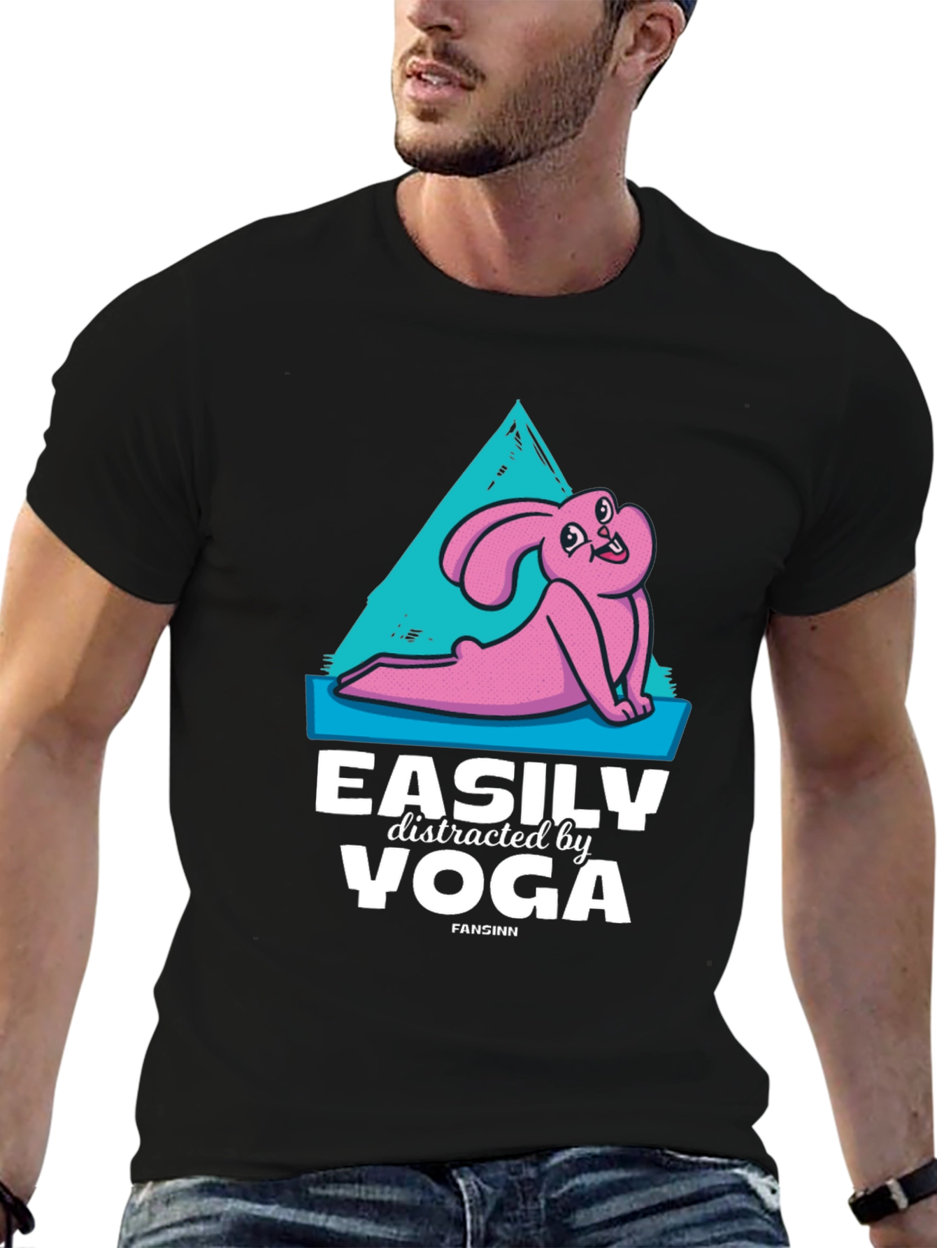 Easily Distracted by Yoga T-Shirt Funny Bunny
