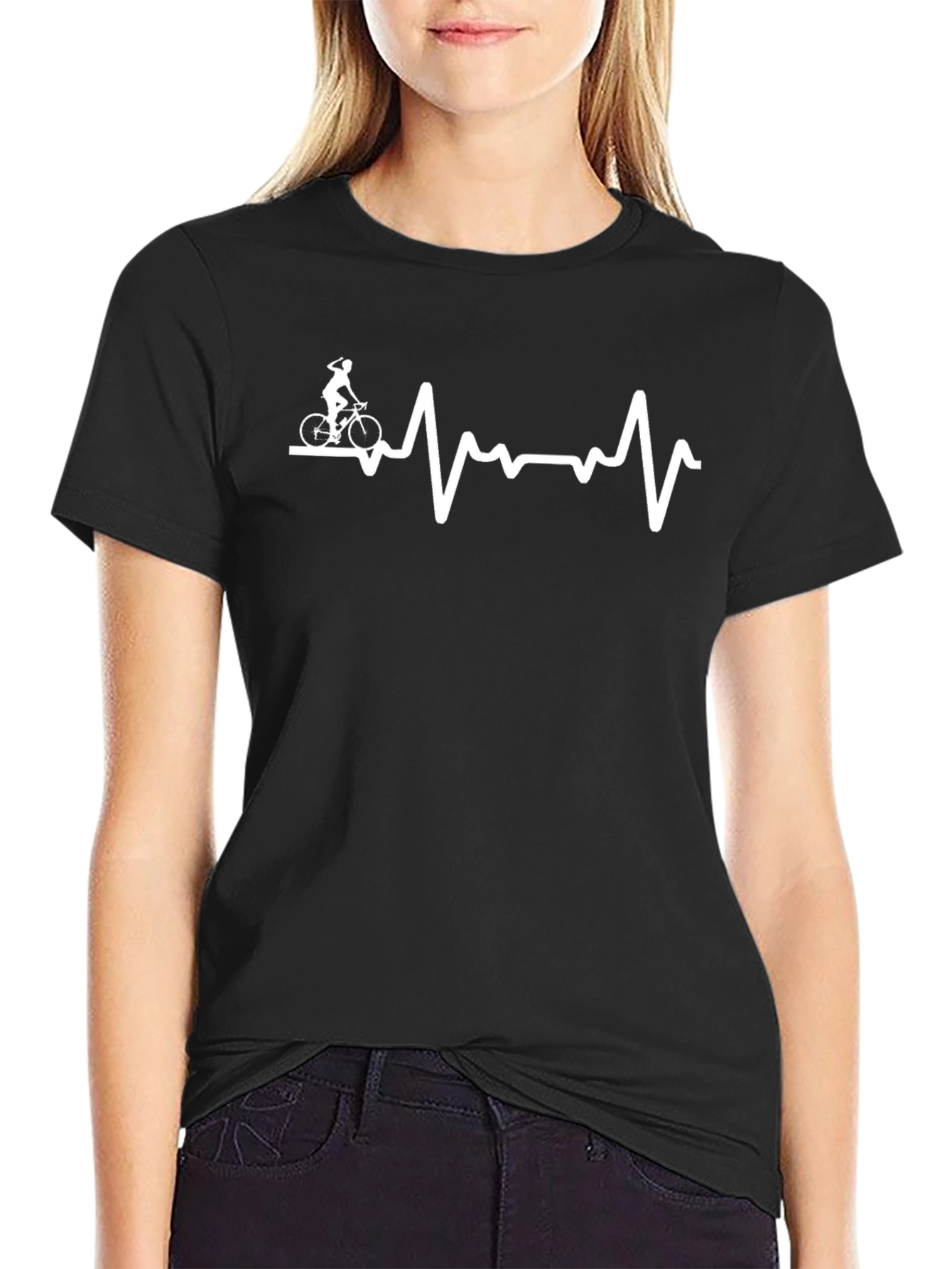 Bicycle Heartbeat Graphic T-Shirt - Black Cotton Tee