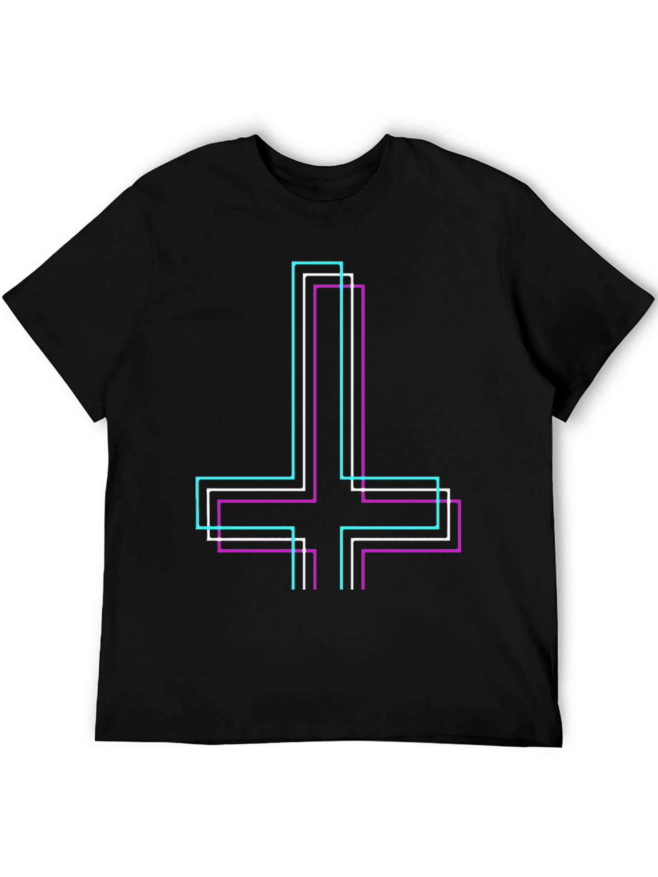 Geometric Inverted Cross Graphic T-Shirt