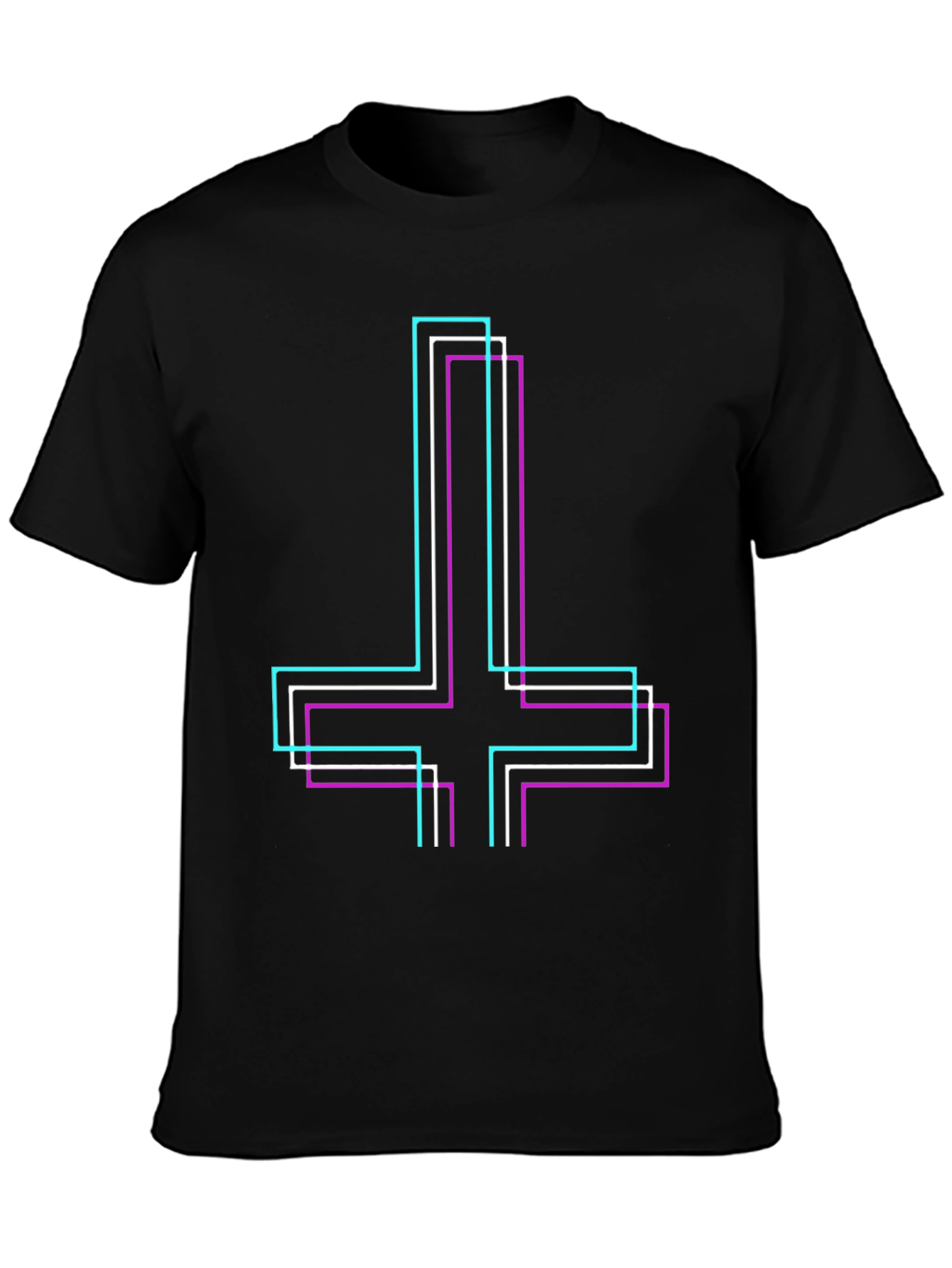 Geometric Inverted Cross Graphic T-Shirt