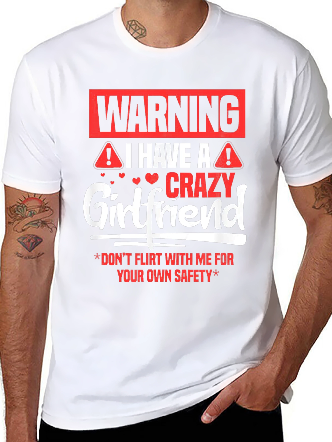 Warning Crazy Girlfriend Mens Black T-Shirt