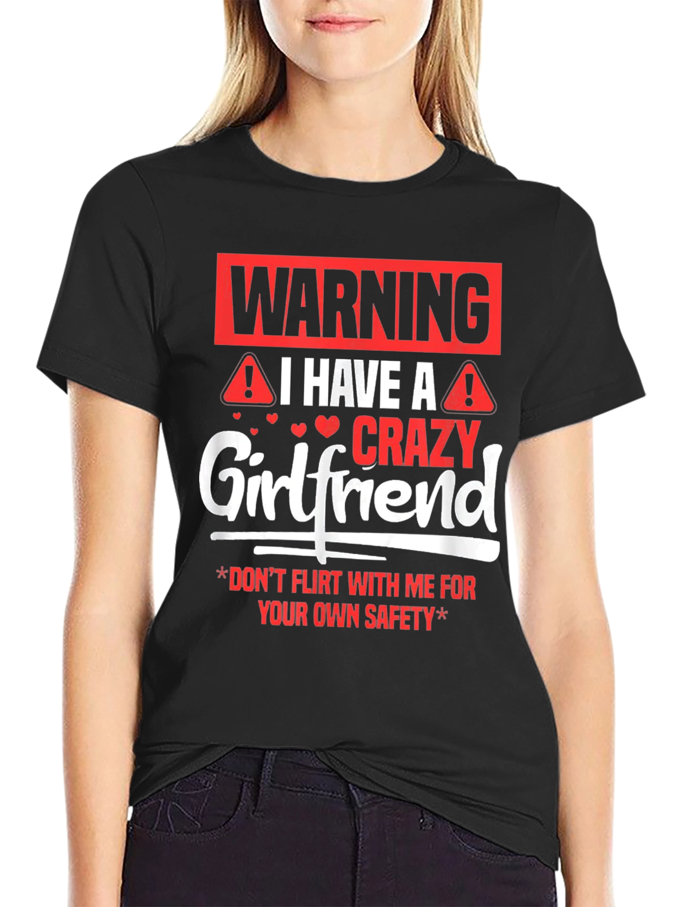Warning Crazy Girlfriend Mens Black T-Shirt