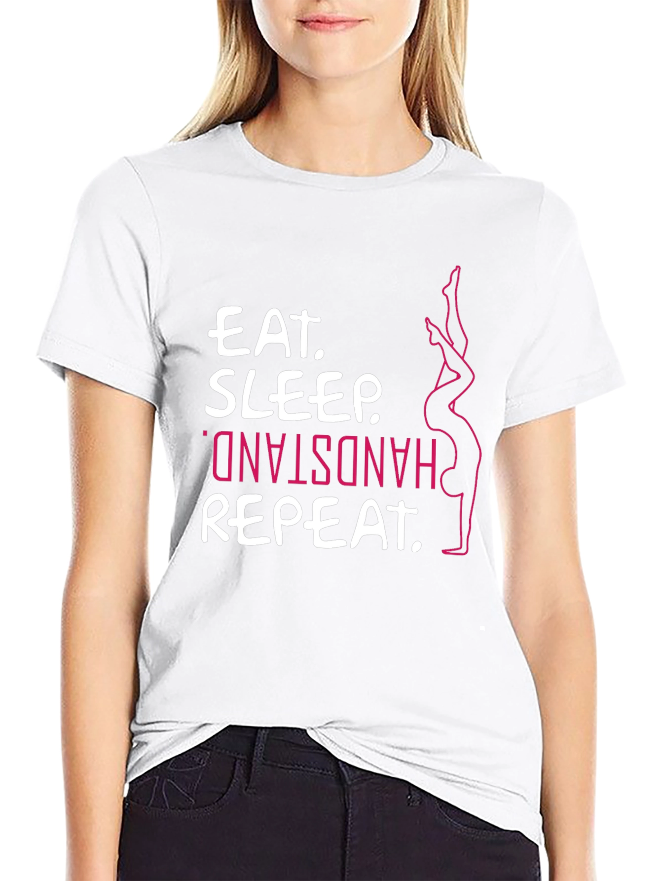 Eat Sleep Handstand Repeat Black T-Shirt