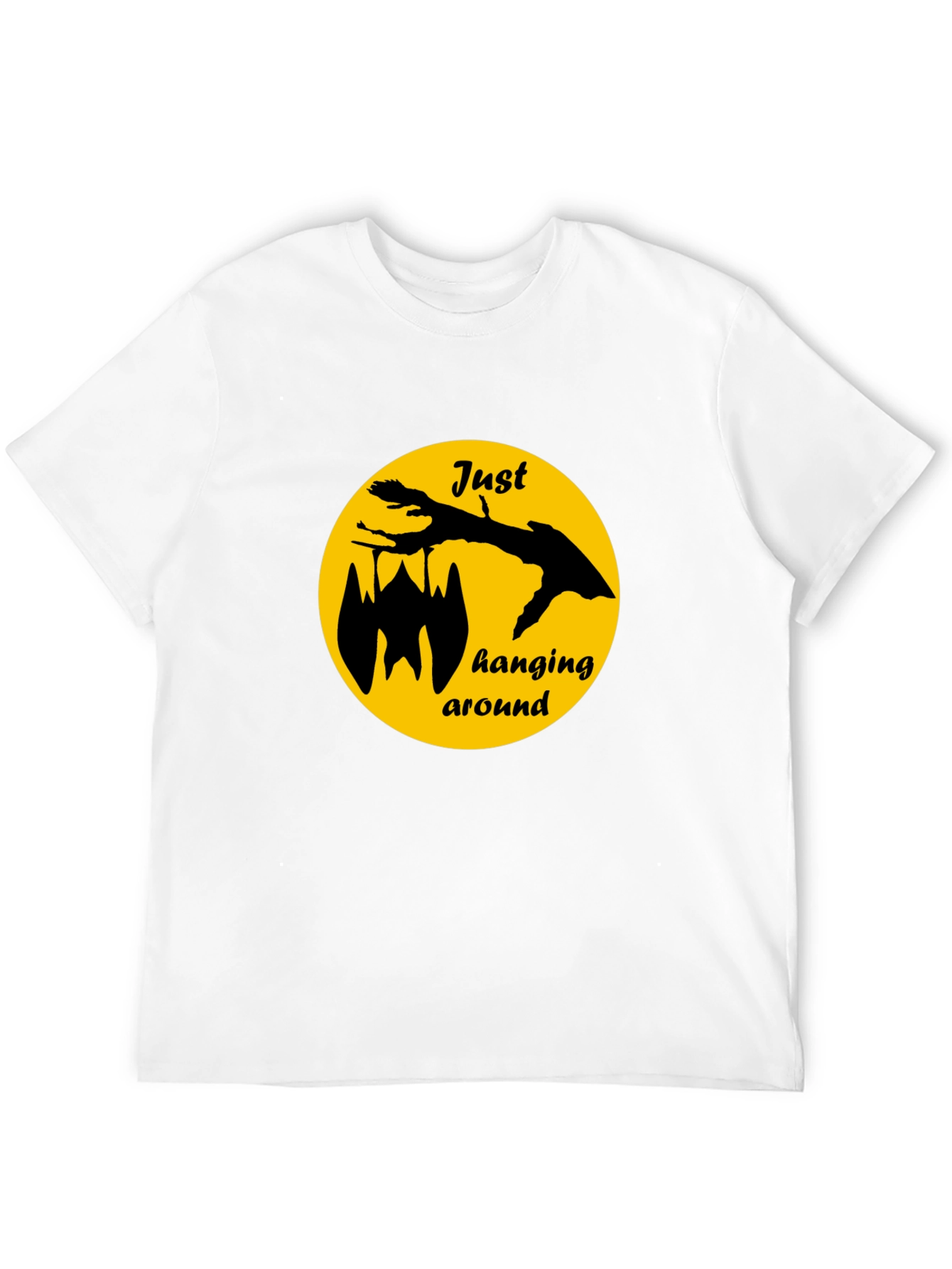 Just Hanging Around Bat Graphic Tee - Black
