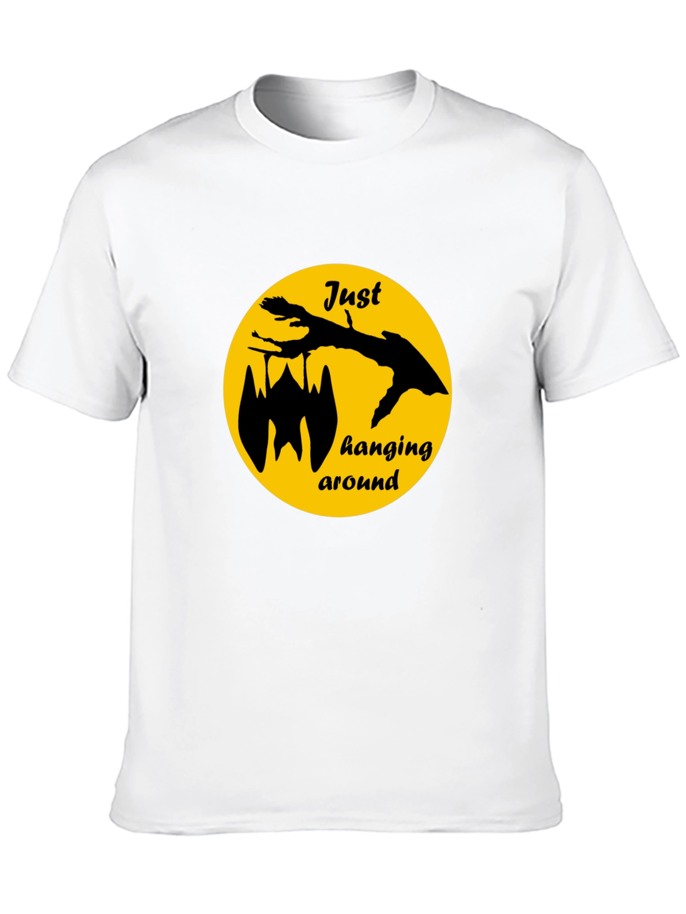 Just Hanging Around Bat Graphic Tee - Black