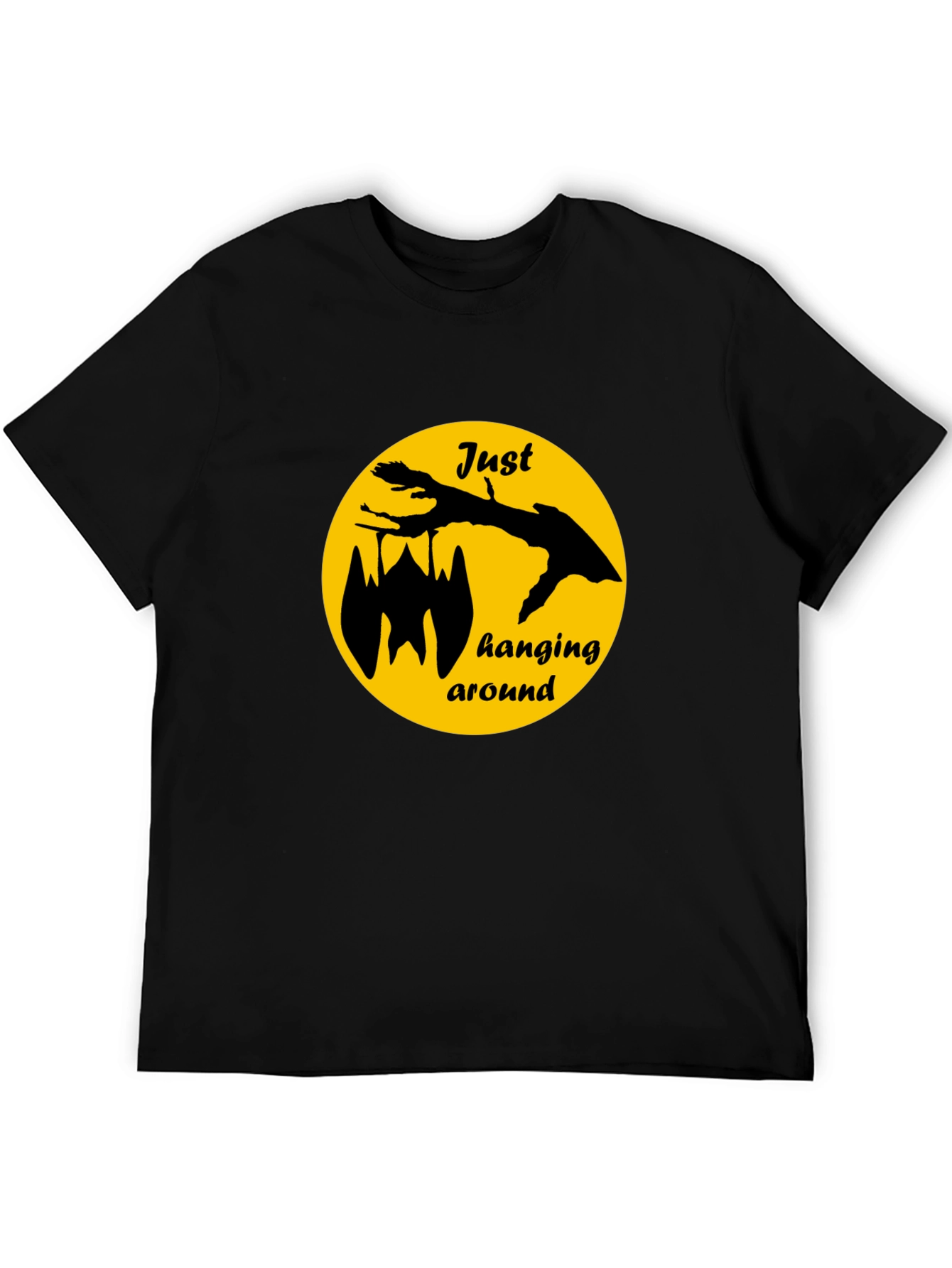 Just Hanging Around Bat Graphic Tee - Black