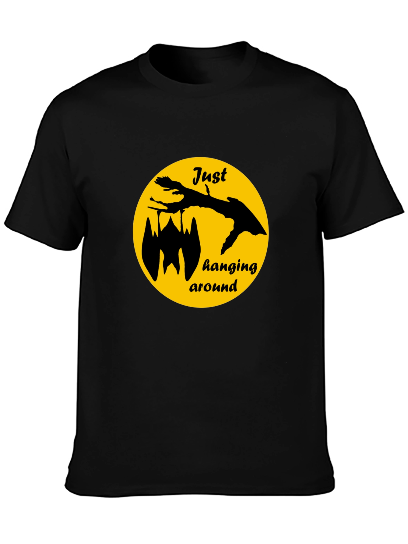 Just Hanging Around Bat Graphic Tee - Black