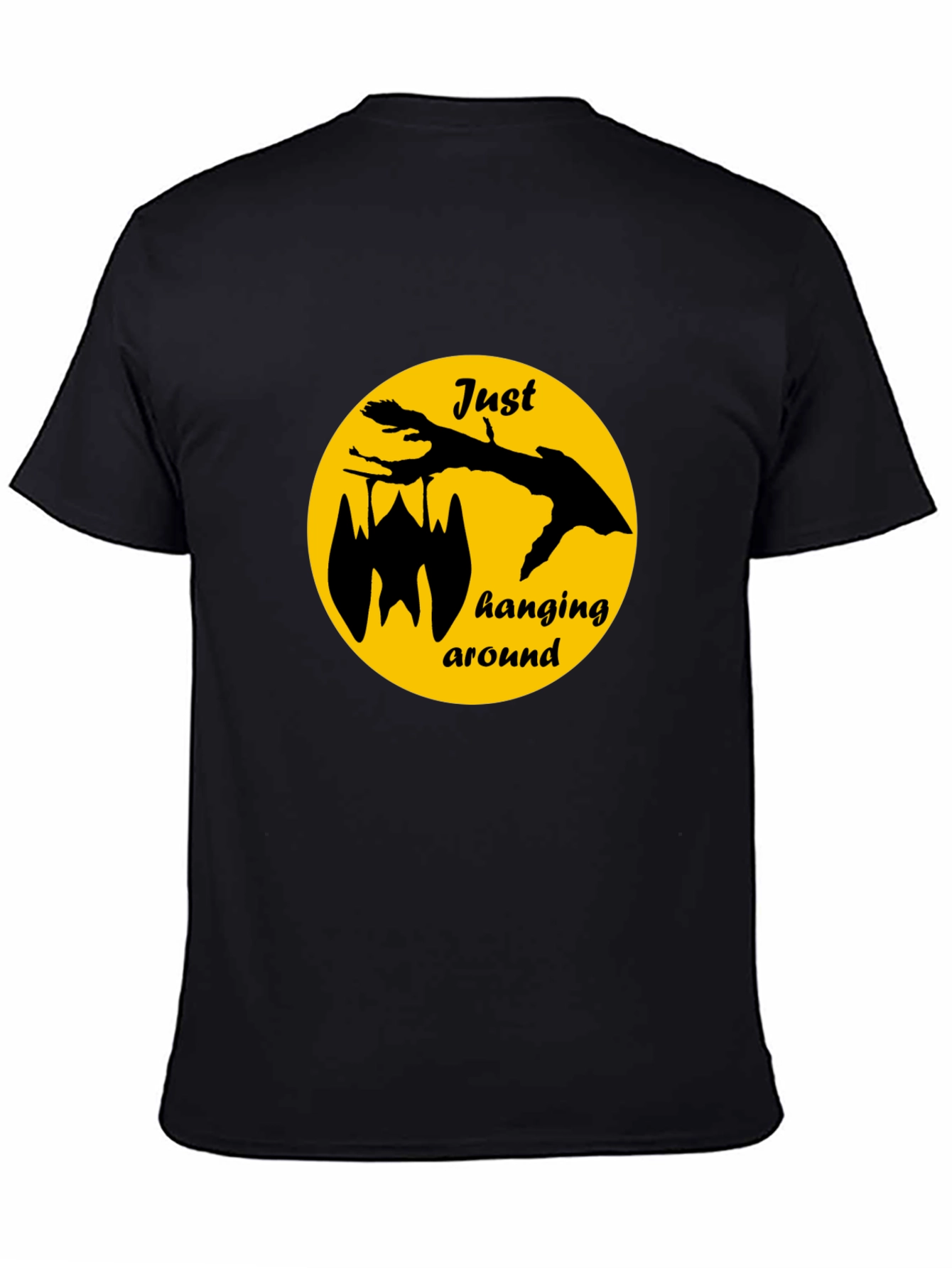 Just Hanging Around Bat Graphic Tee - Black