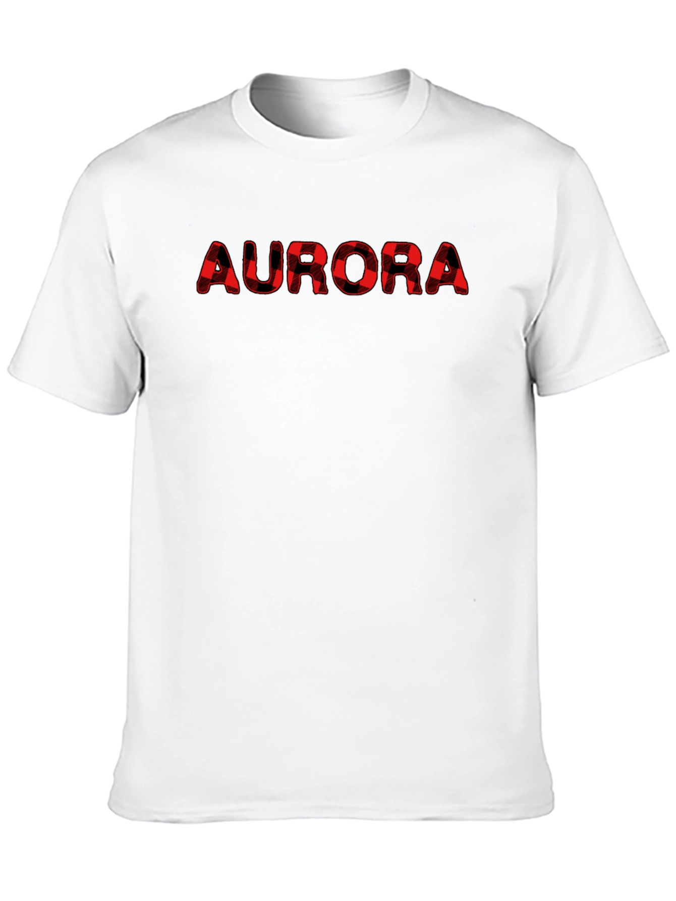 Mens Black T-Shirt with Plaid AURORA Print