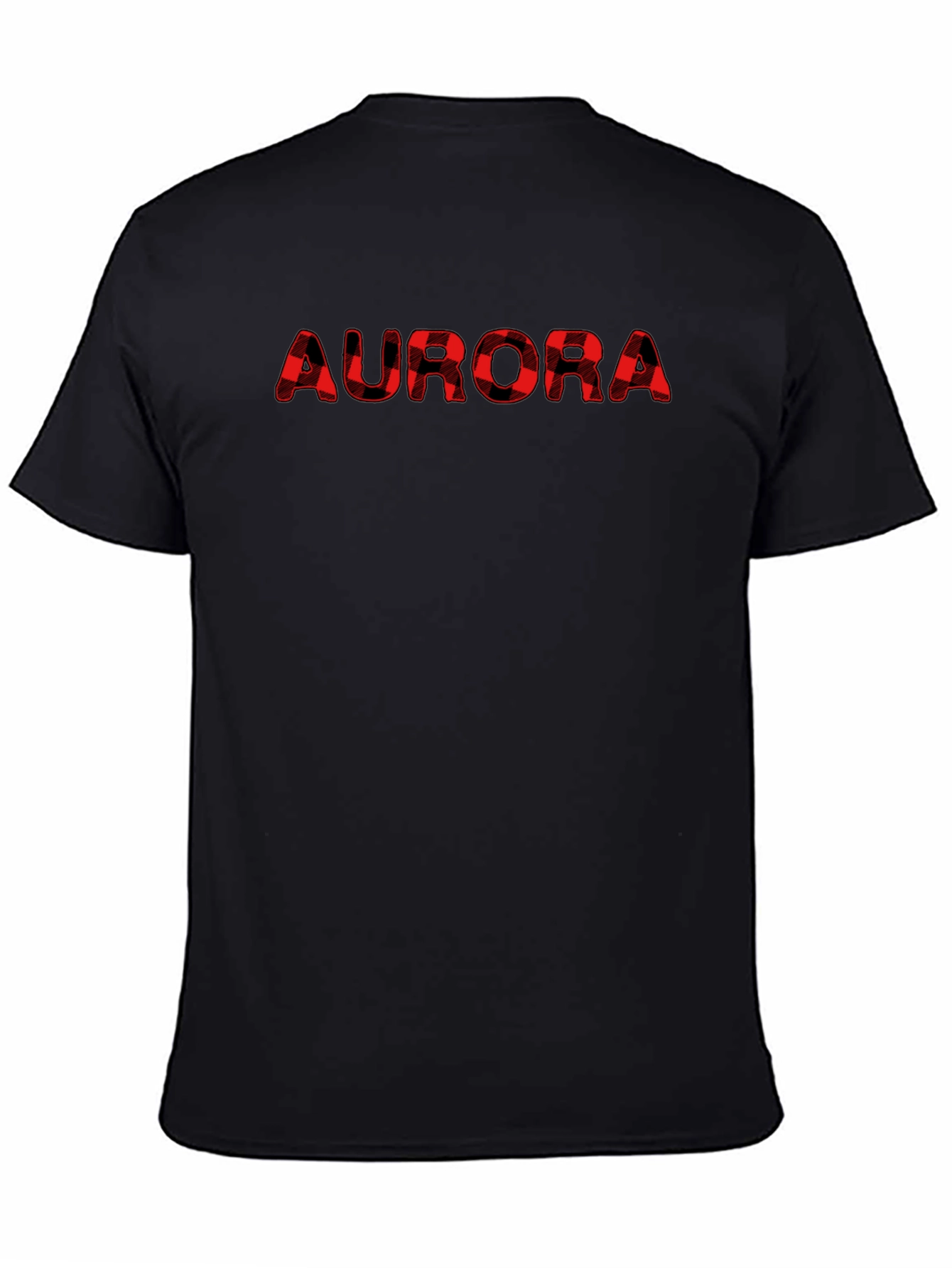 Mens Black T-Shirt with Plaid AURORA Print