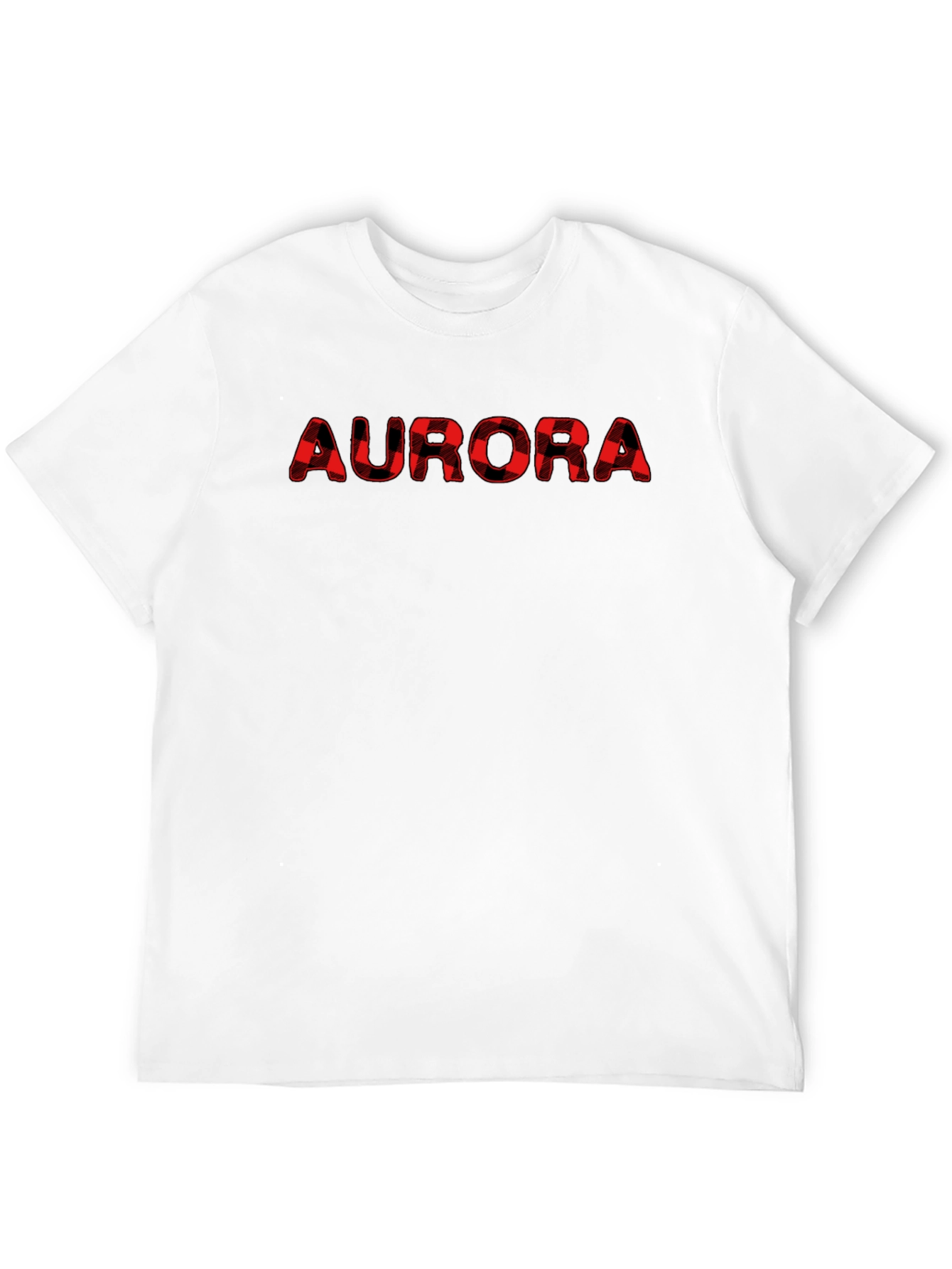 Mens Black T-Shirt with Plaid AURORA Print