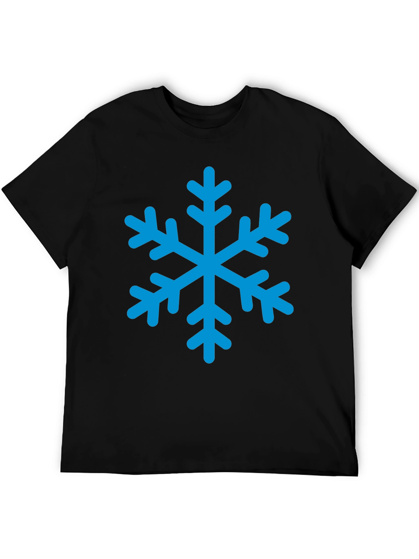 Black T-Shirt with Blue Snowflake Graphic