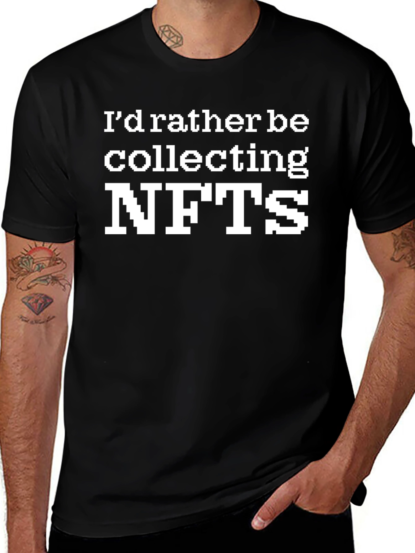 Id Rather Be Collecting NFTs Black T-Shirt